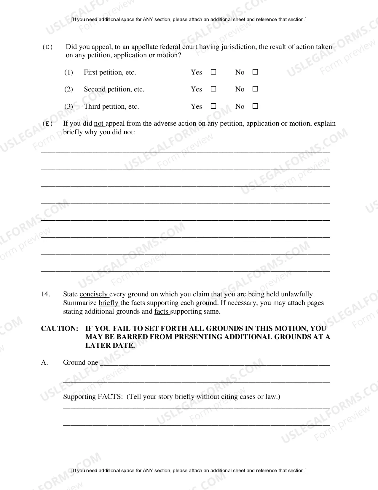 Preview Filing a Motion to Vacate, Set aside, or Correct Sentence Pursuant to 28 U.S.C. Section 2255