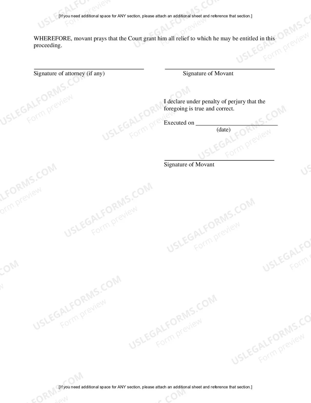 Preview Filing a Motion to Vacate, Set aside, or Correct Sentence Pursuant to 28 U.S.C. Section 2255