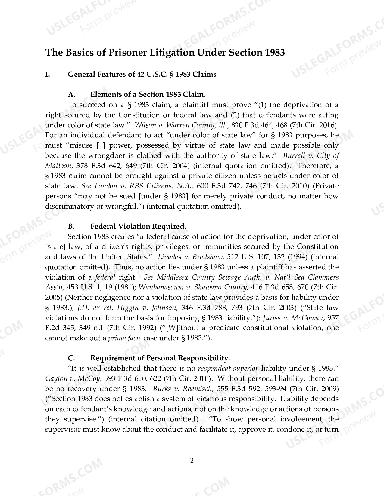 Preview Guide for attorneys Recruited to Represent Plaintiffs in Section 1983 Cases