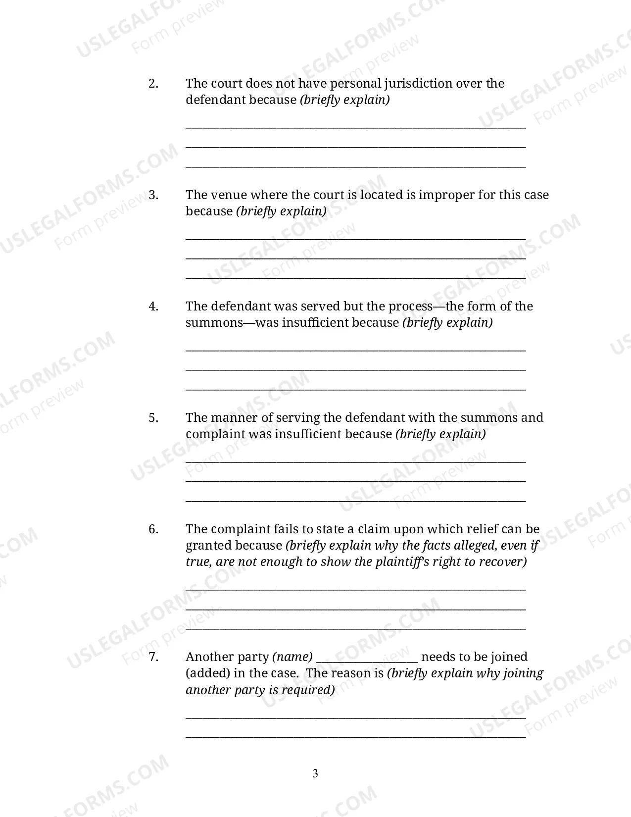 Preview Defendant's answer To The Complaint