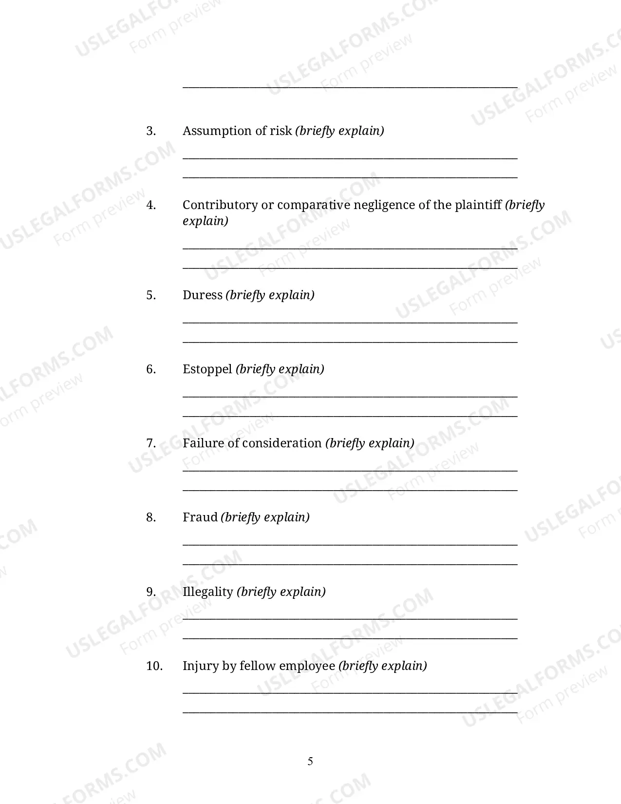 Preview Defendant's answer To The Complaint