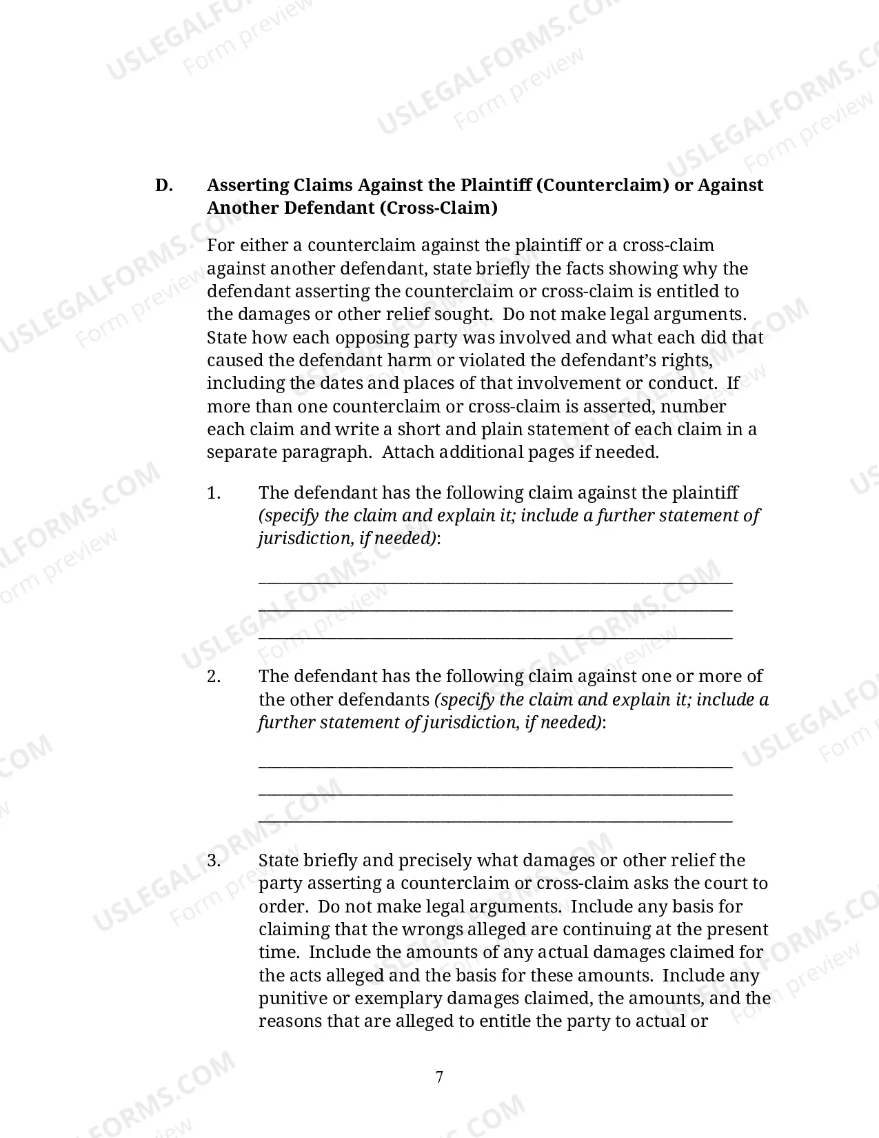 Preview Defendant's answer To The Complaint