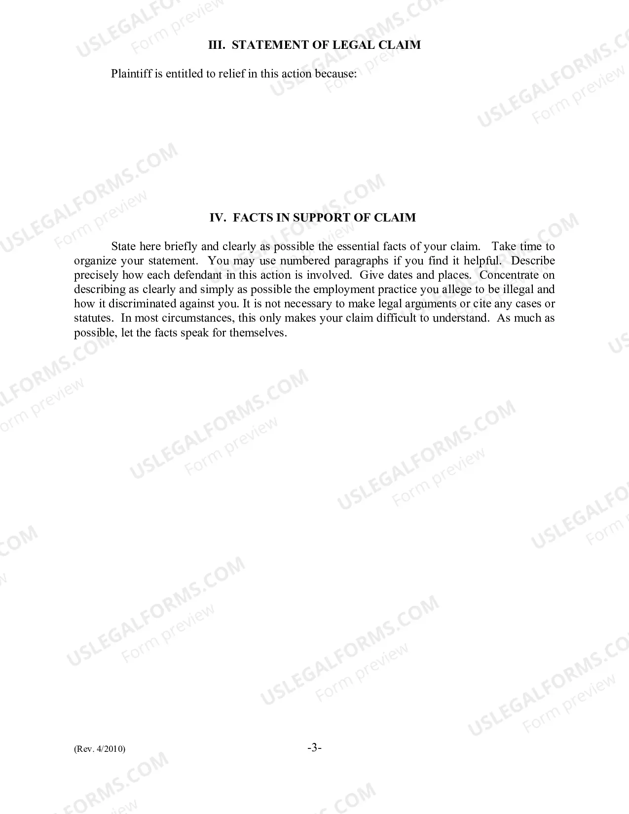 Preview Employment Discrimination Complaint