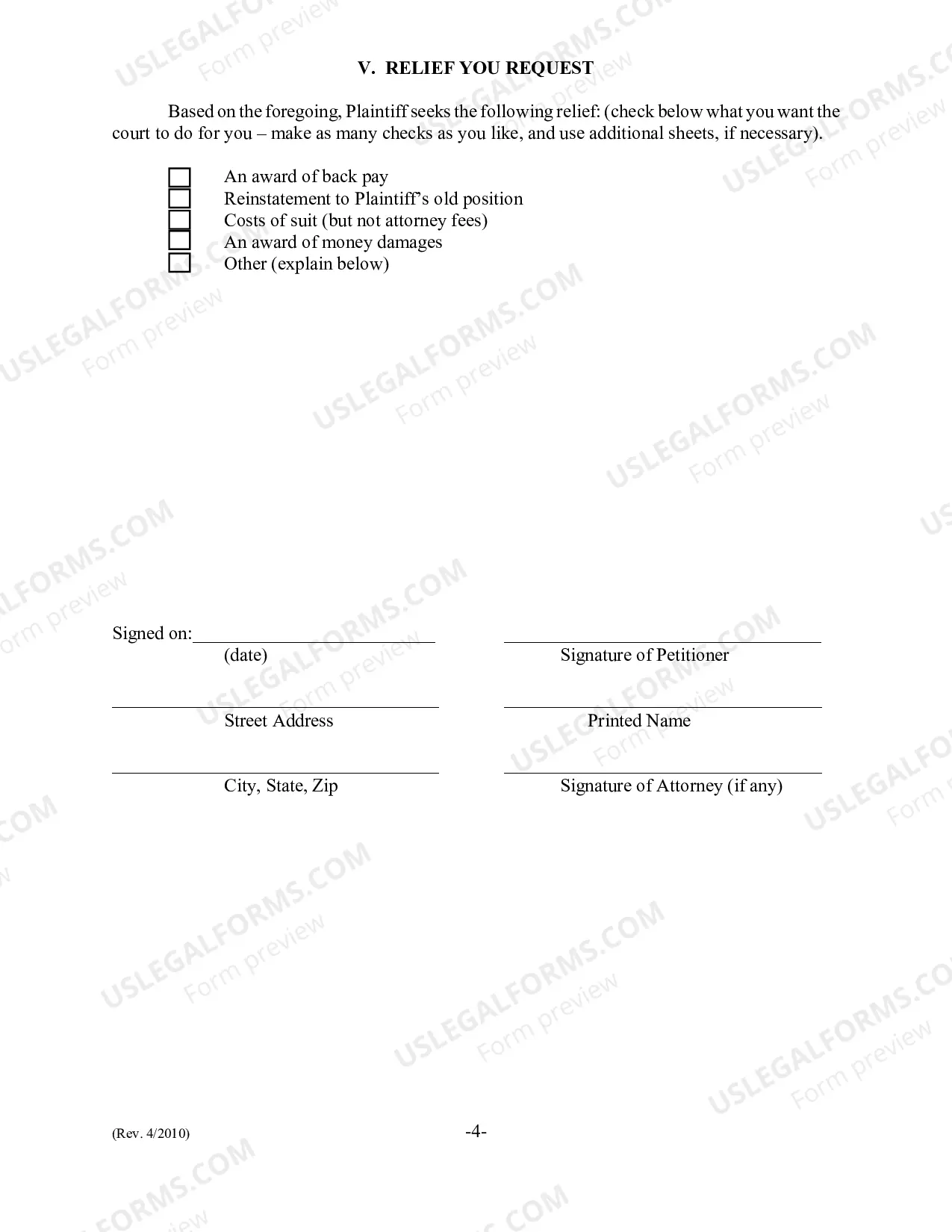 Preview Employment Discrimination Complaint
