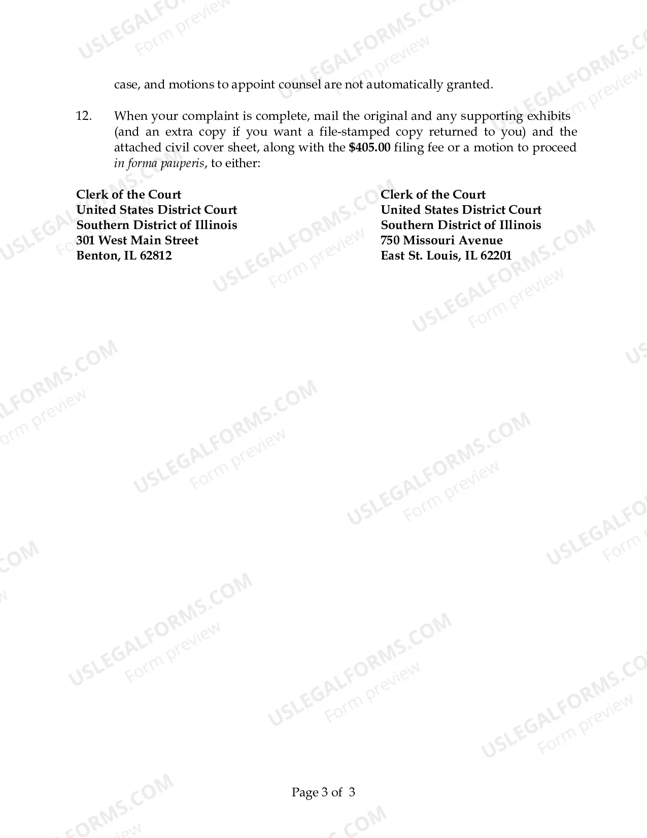 Preview Employment Discrimination Complaint Instructions