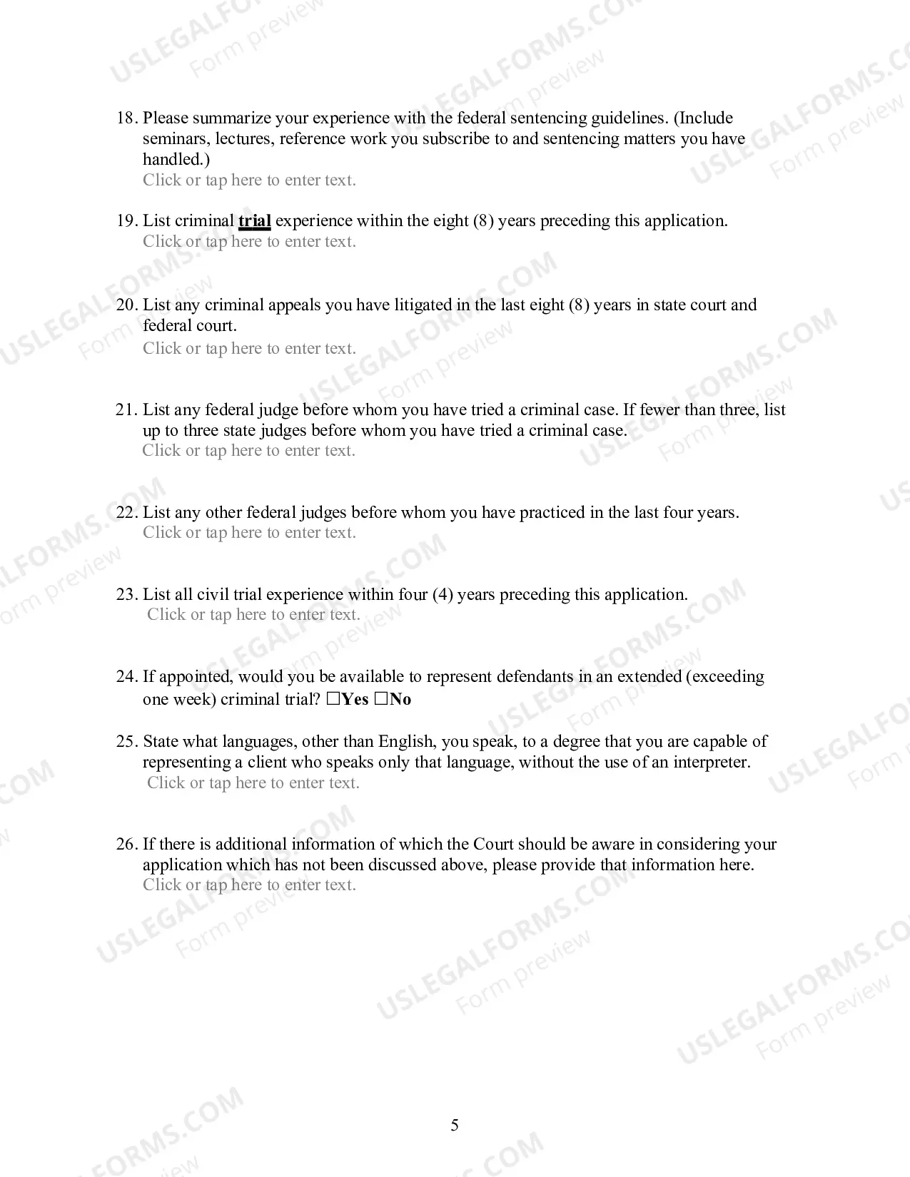 Preview Application for Membership in the Criminal Justice act Lead Panel