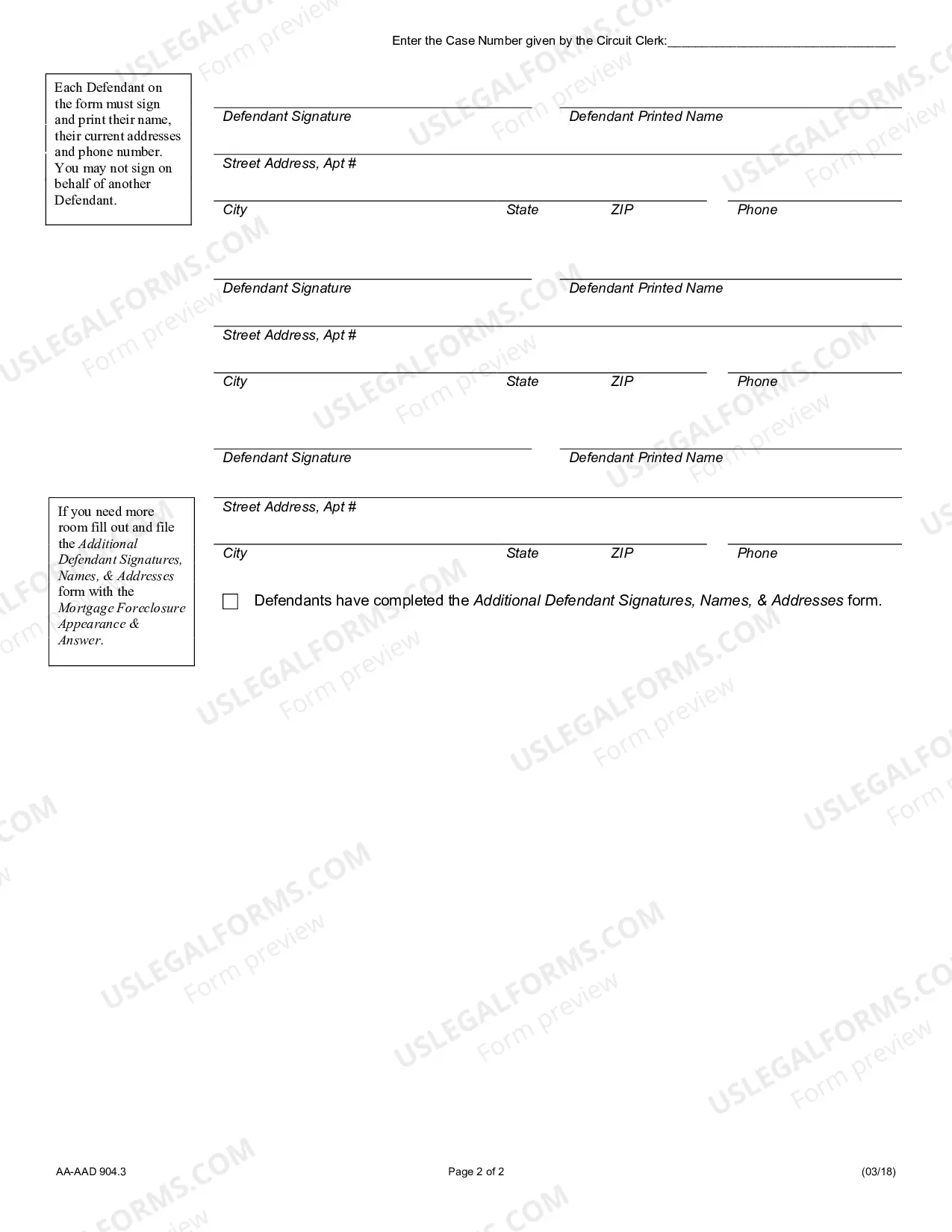 Preview Additional Defenses for Mortgage Foreclosure appearance & answer