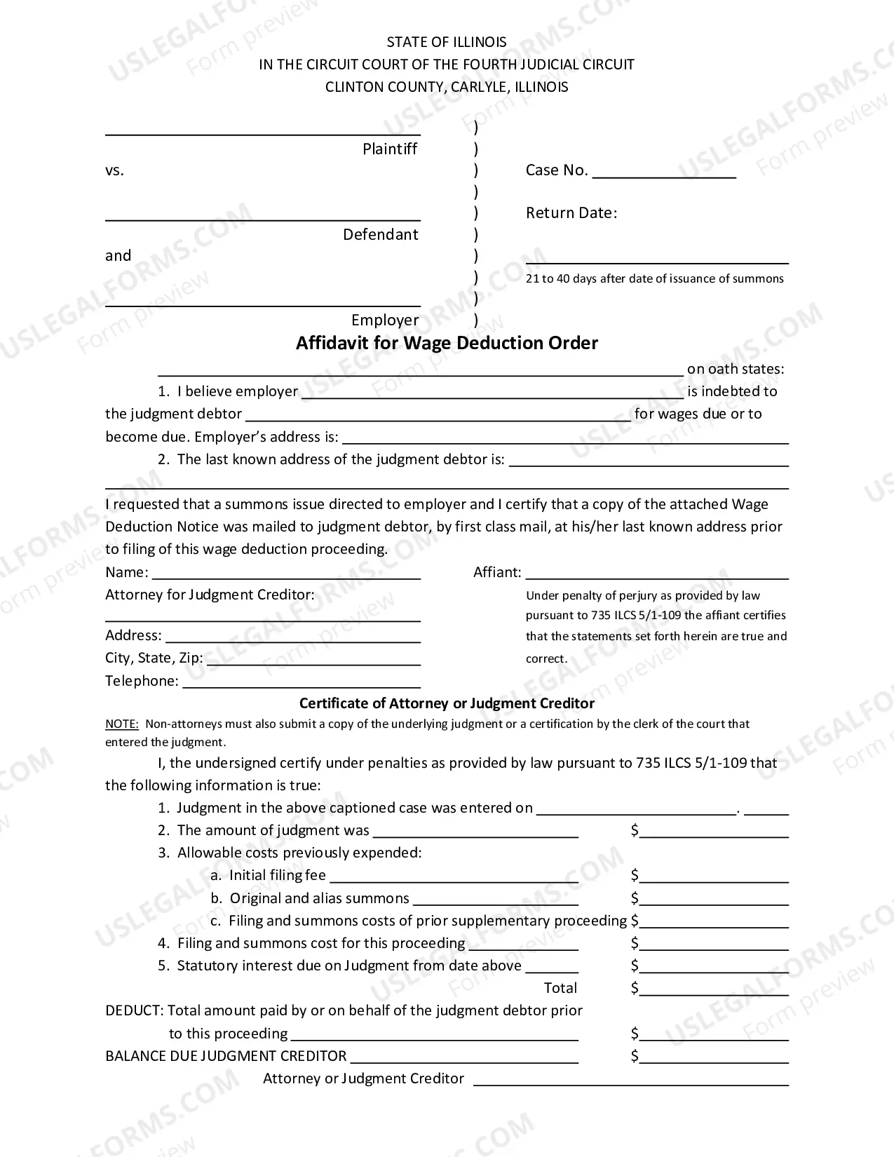 Preview Wage Deduction Packet