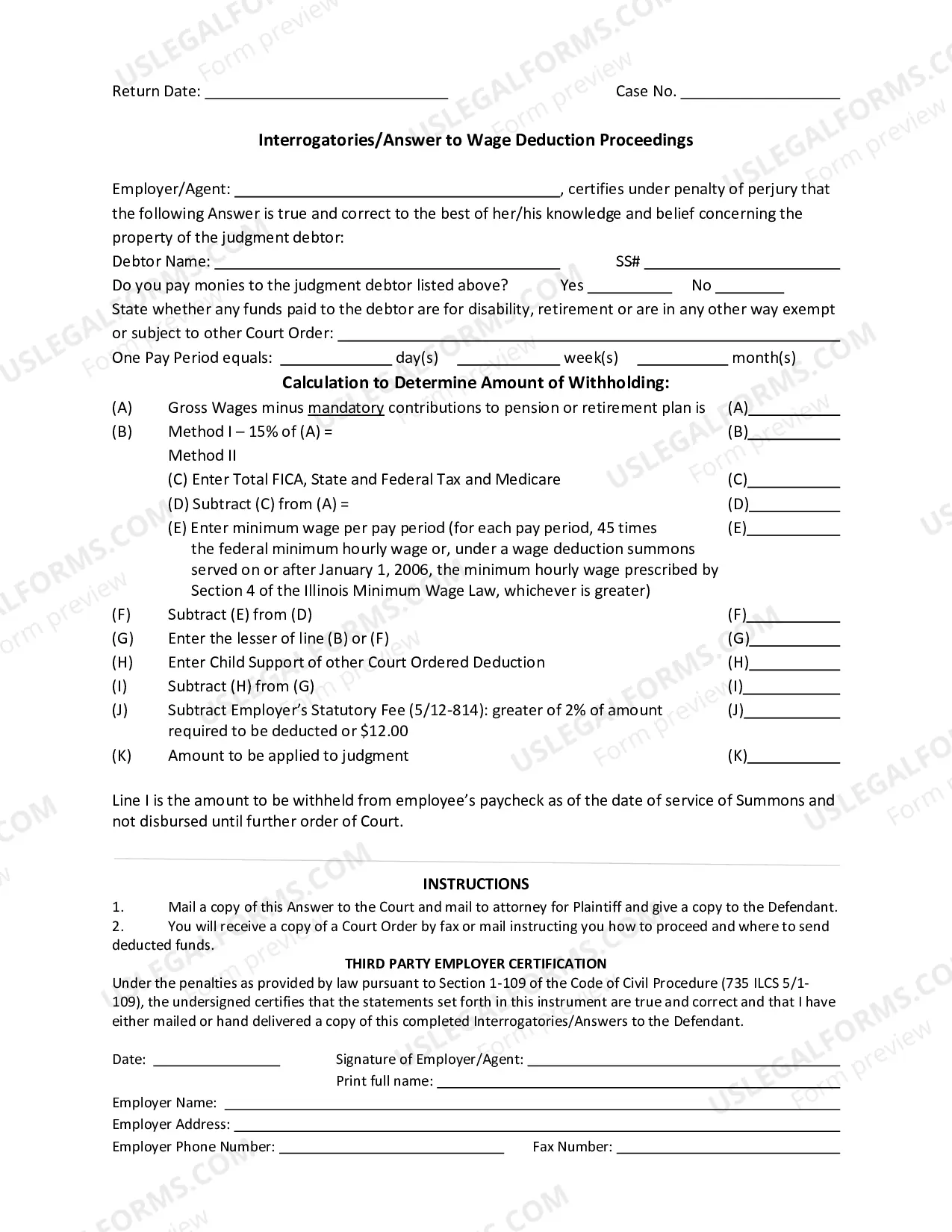 Preview Wage Deduction Packet