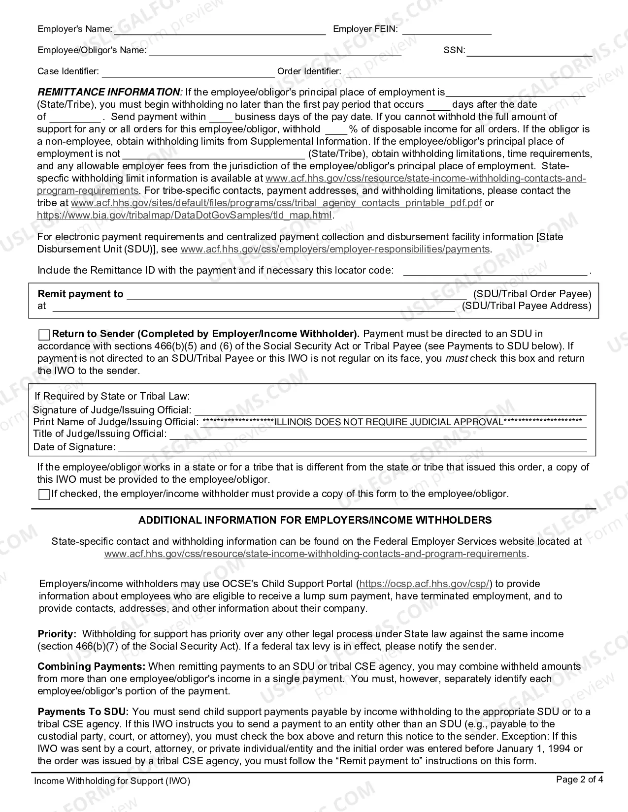 Preview Income Withholding for Support
