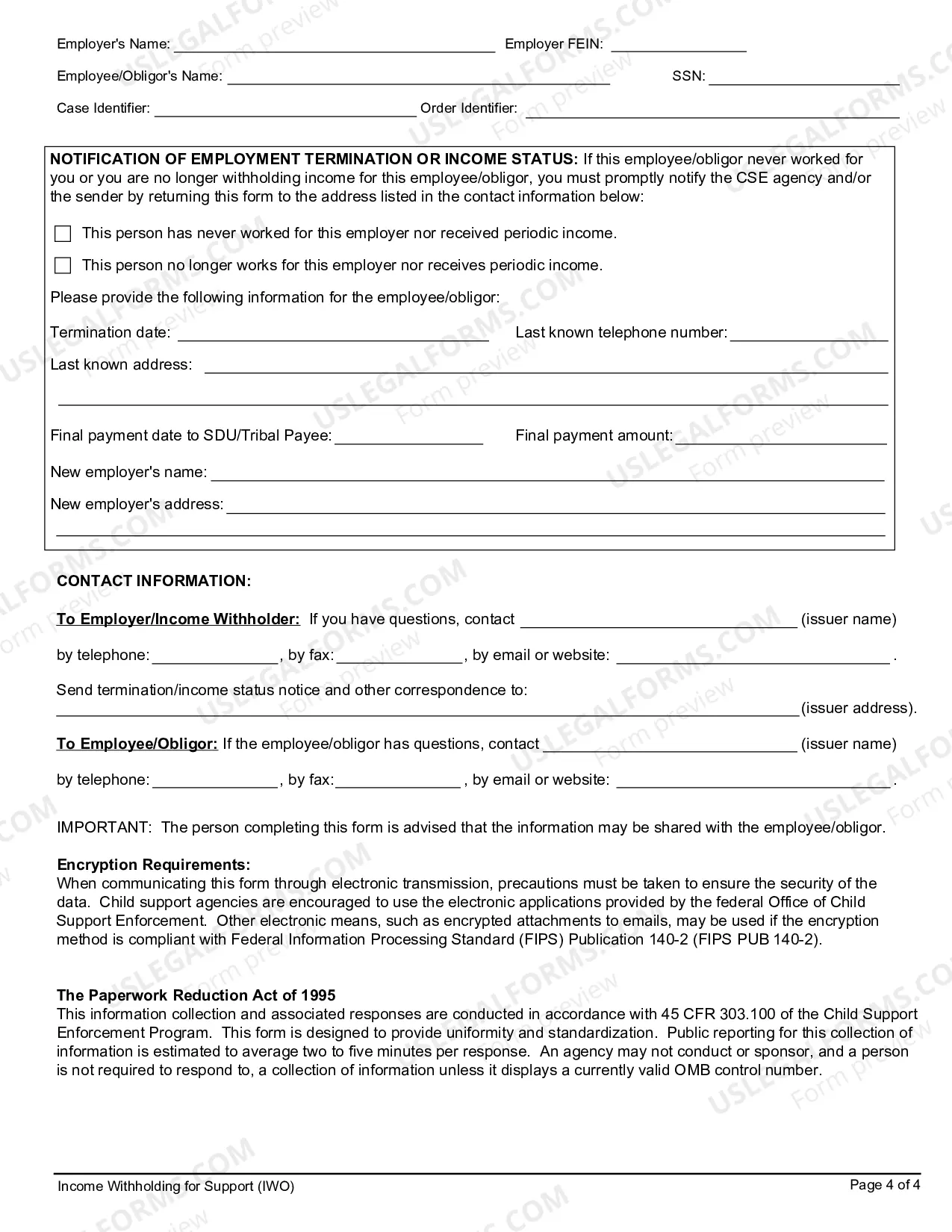 Preview Income Withholding for Support
