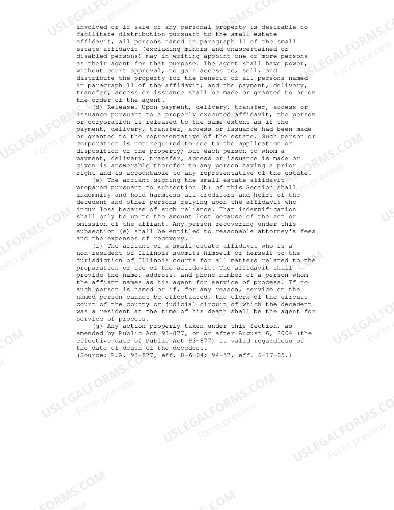 Preview Small Estate affidavit