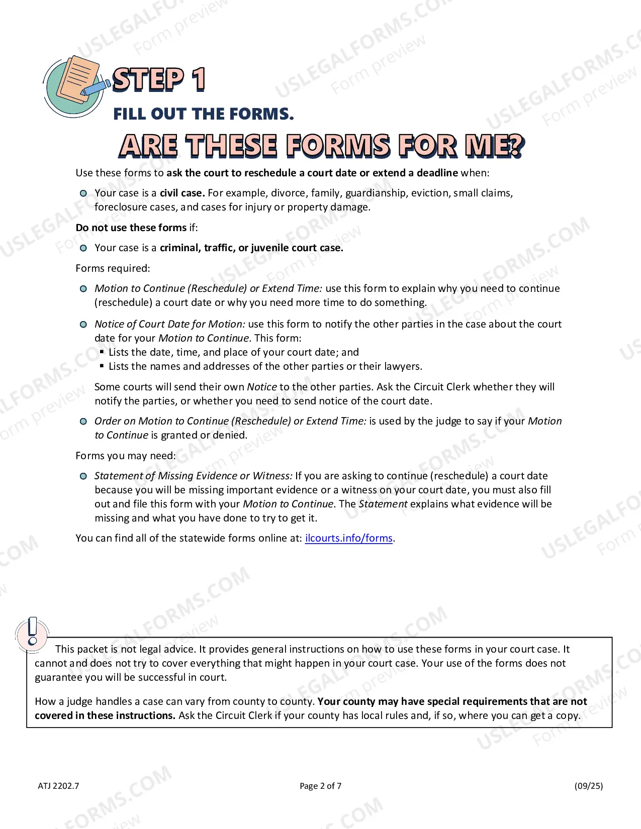 Preview How to File & Send a Motion to Continue or Extend Time & Notice of Court Date for Motion