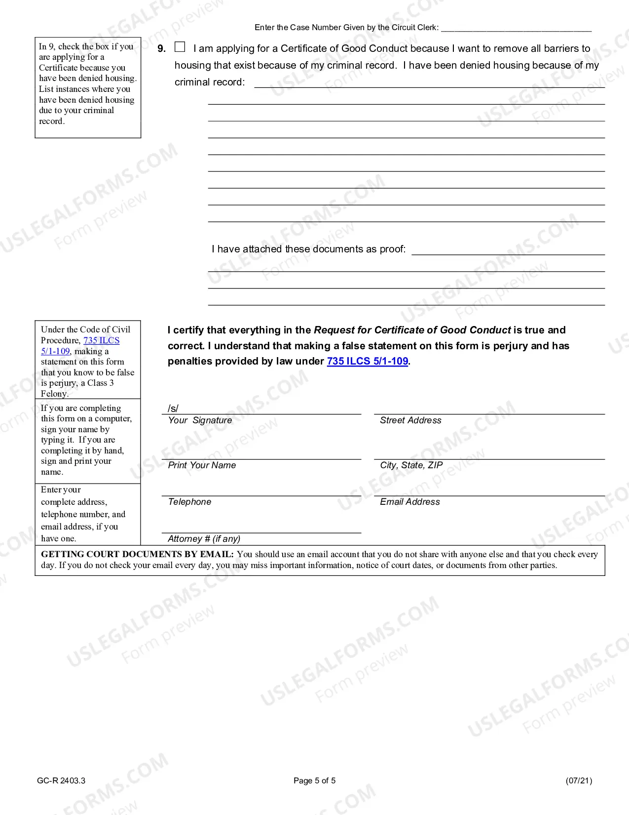 Preview Request for Certificate of Good Conduct