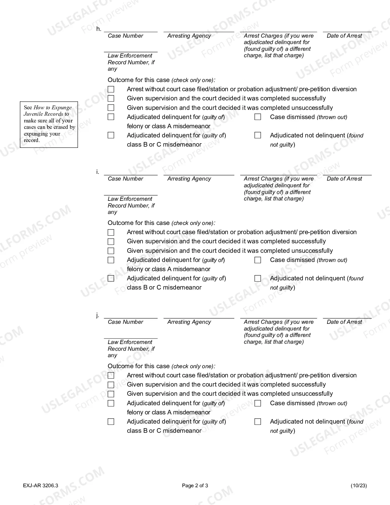 Preview Additional Juvenile Records