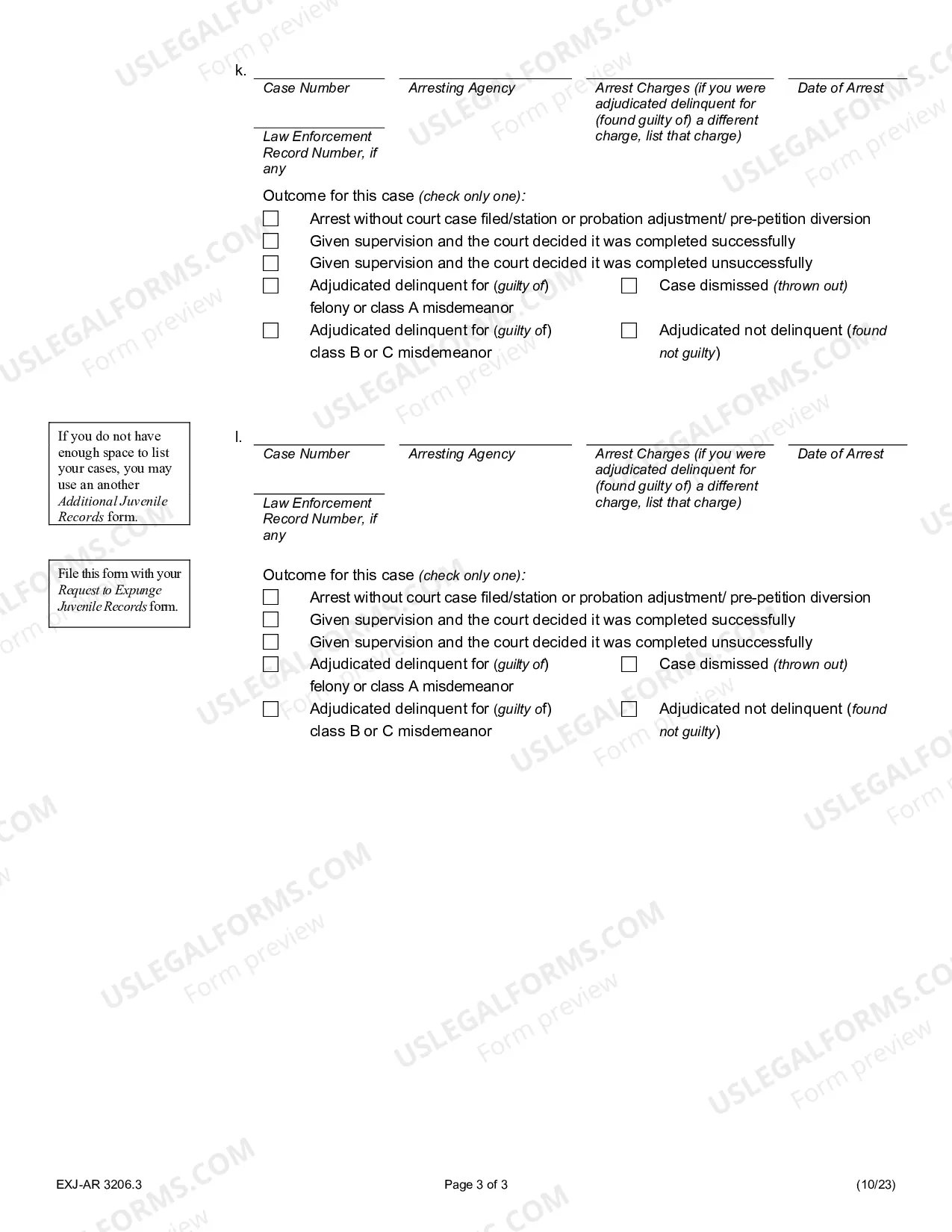 Preview Additional Juvenile Records