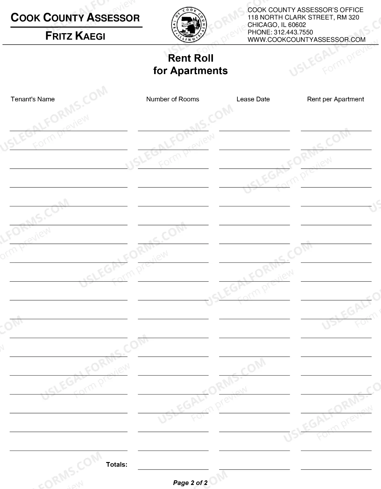 Preview Rent Roll For apartments
