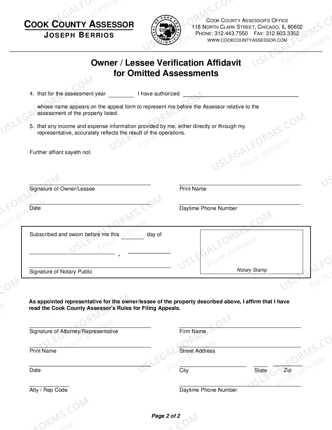 Preview Owner/Lessee Verification affidavit