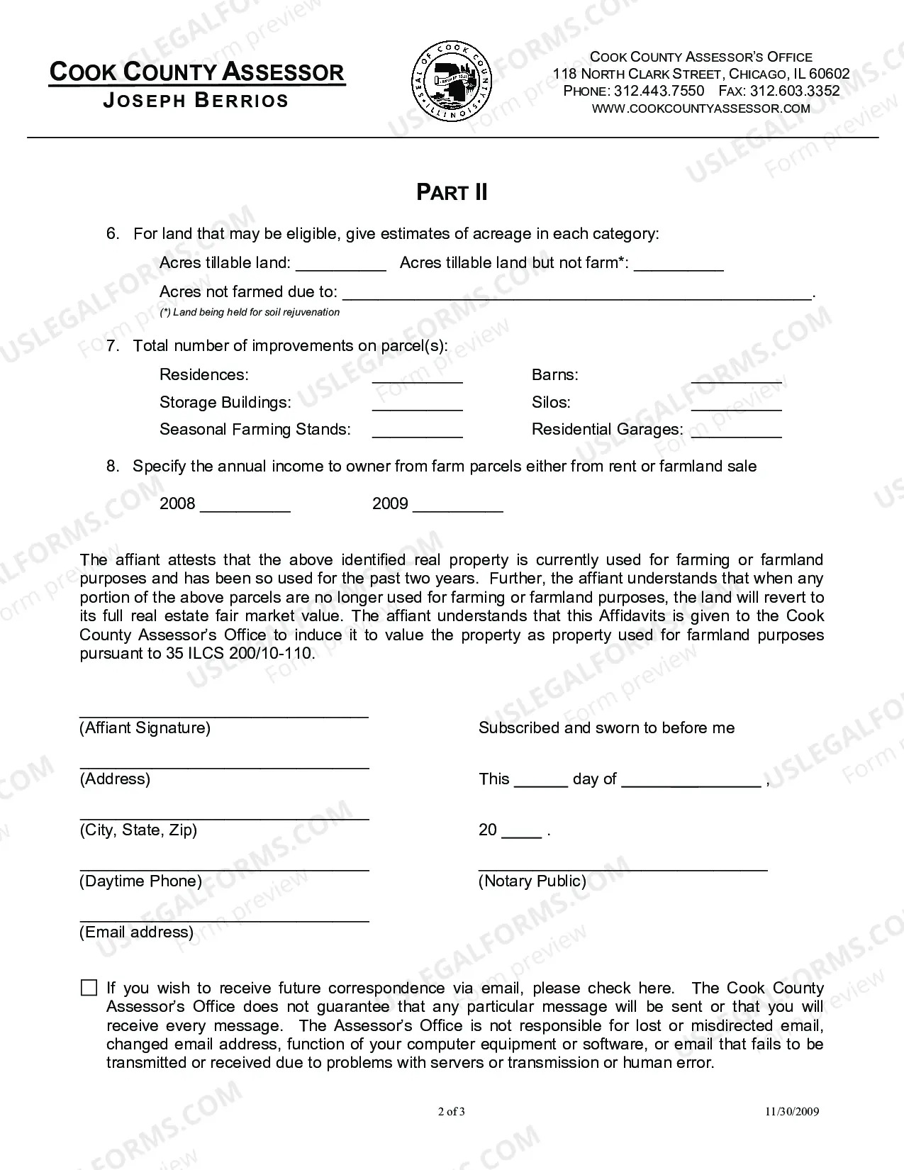 Preview 2010 Farm affidavit