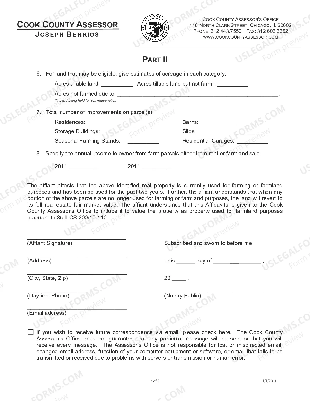 Preview 2012 Farm affidavit