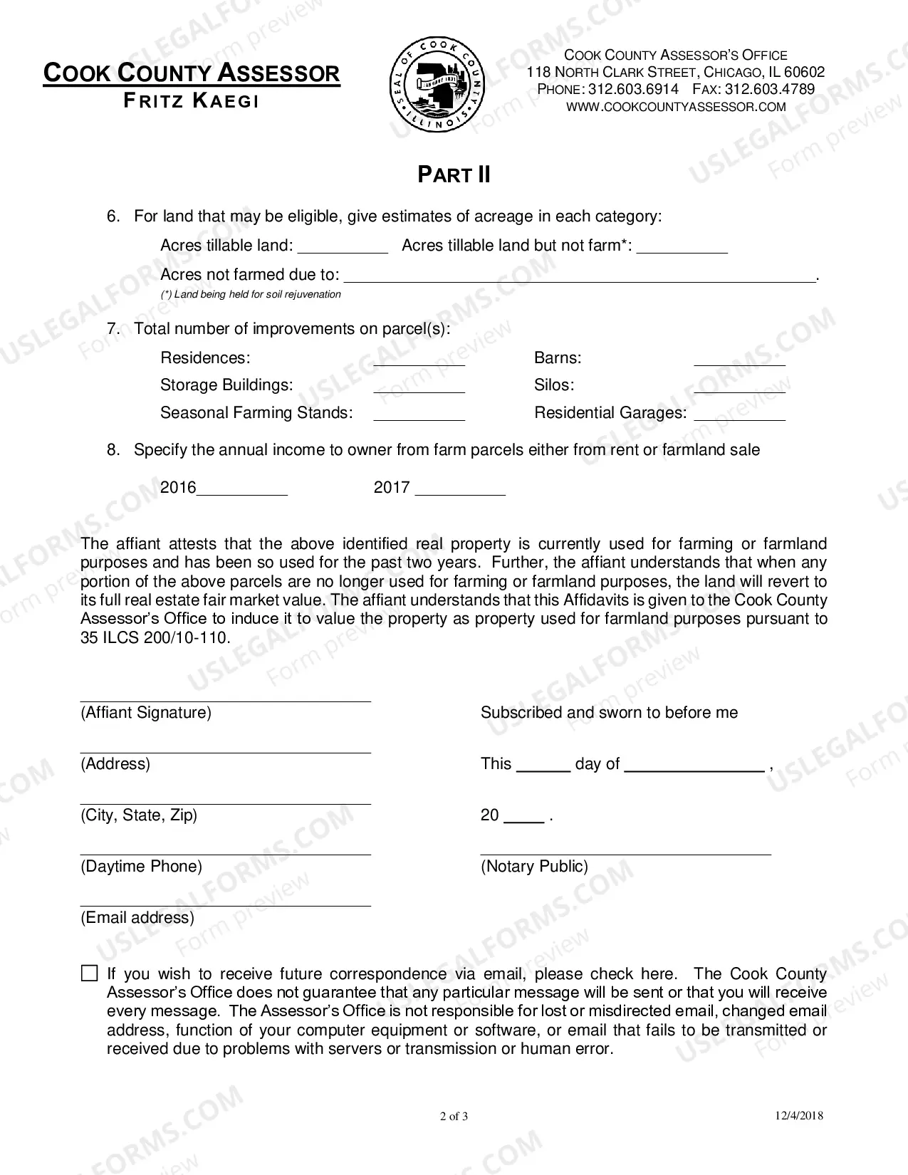 Preview 2018 Farmland affidavit
