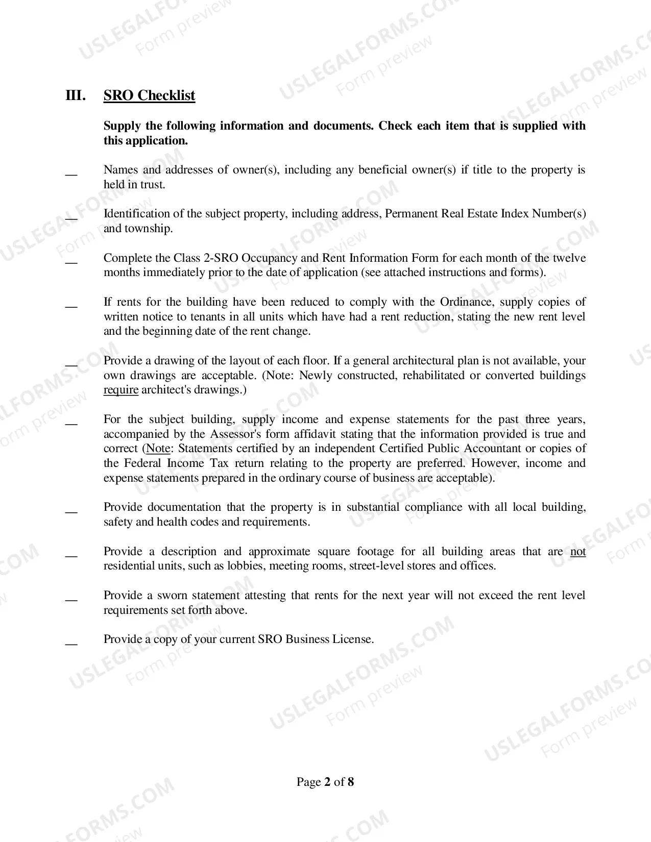 Preview Class 2 SRO application