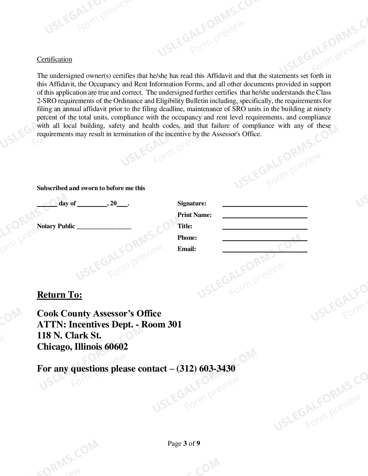 Preview Class 2 SRO annual affidavit