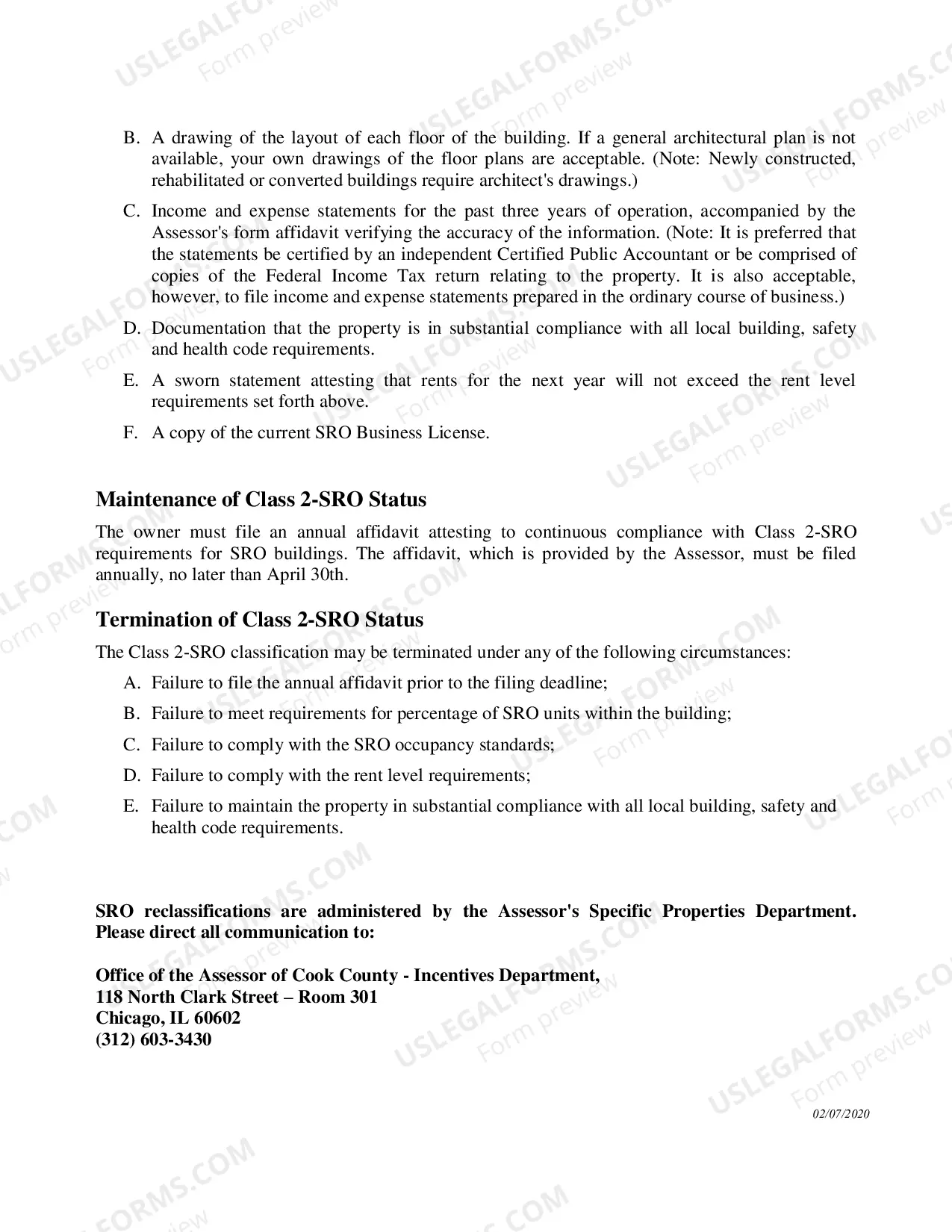 Preview Class 2 SRO Eligibility application Instructions