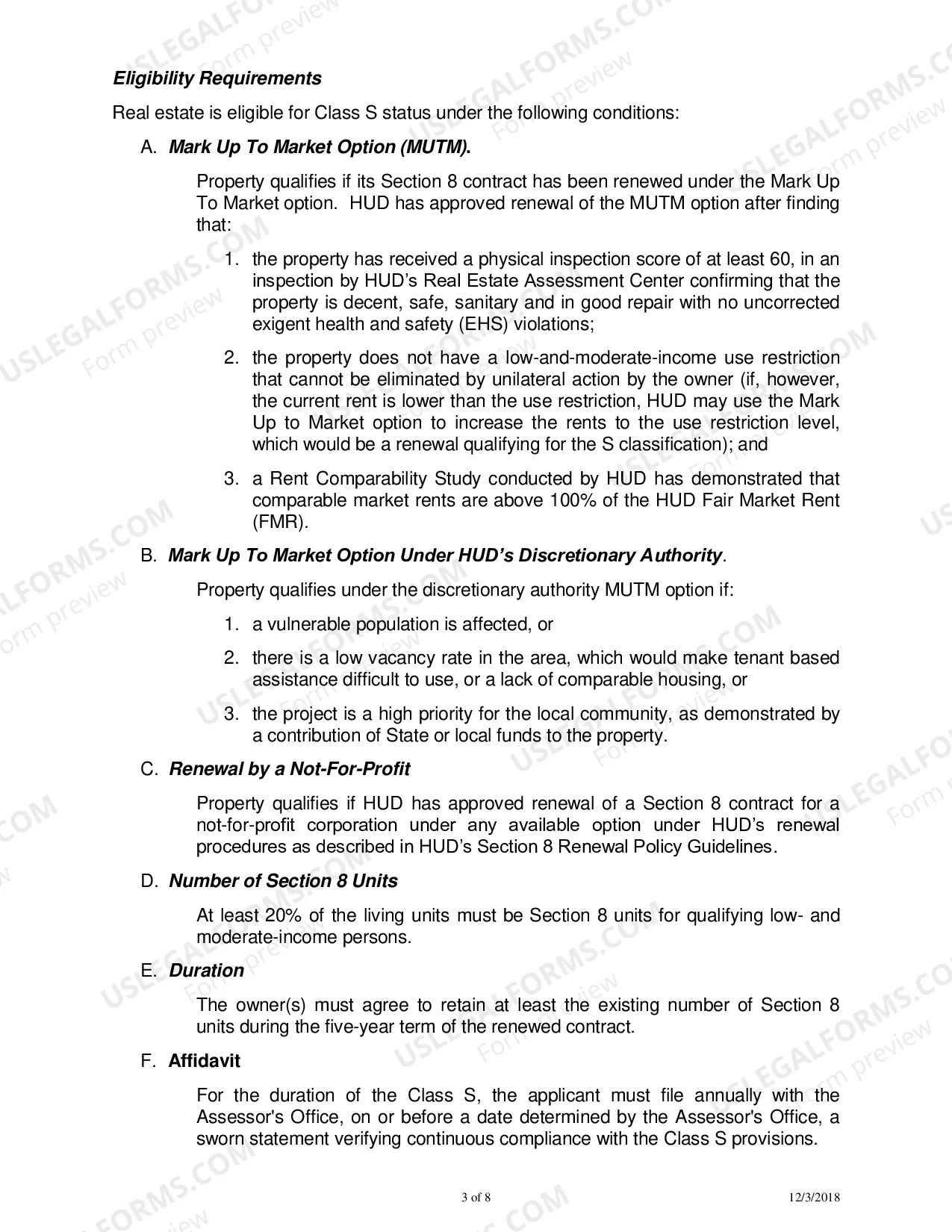Preview Class S appliction Instructions