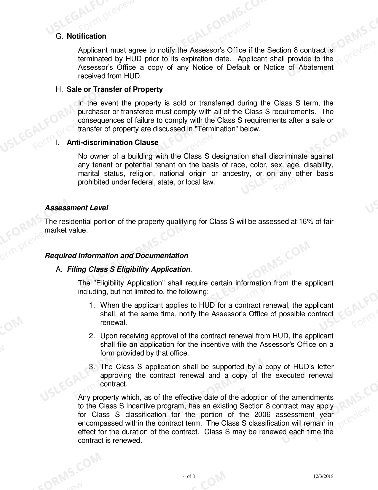 Preview Class S appliction Instructions