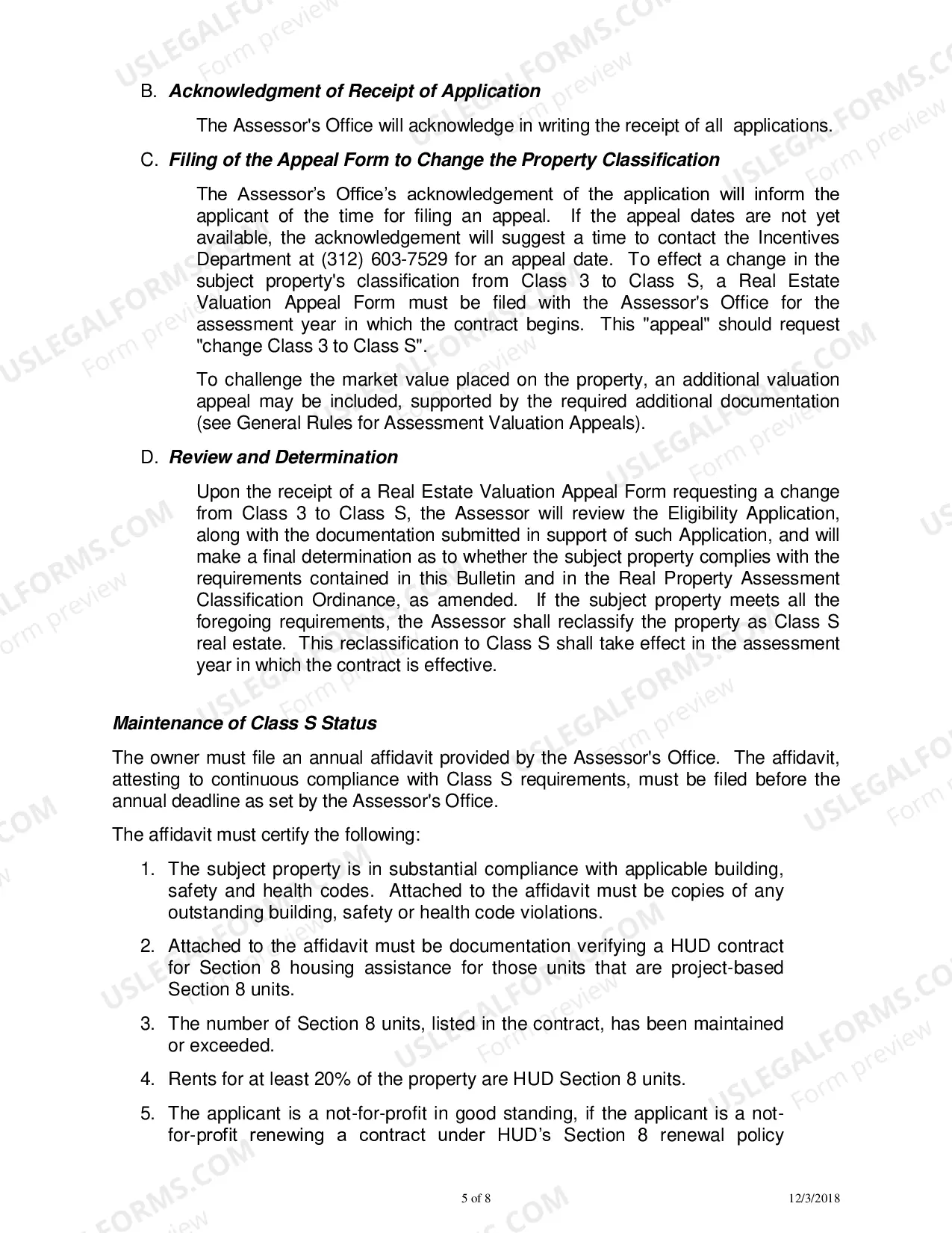 Preview Class S appliction Instructions