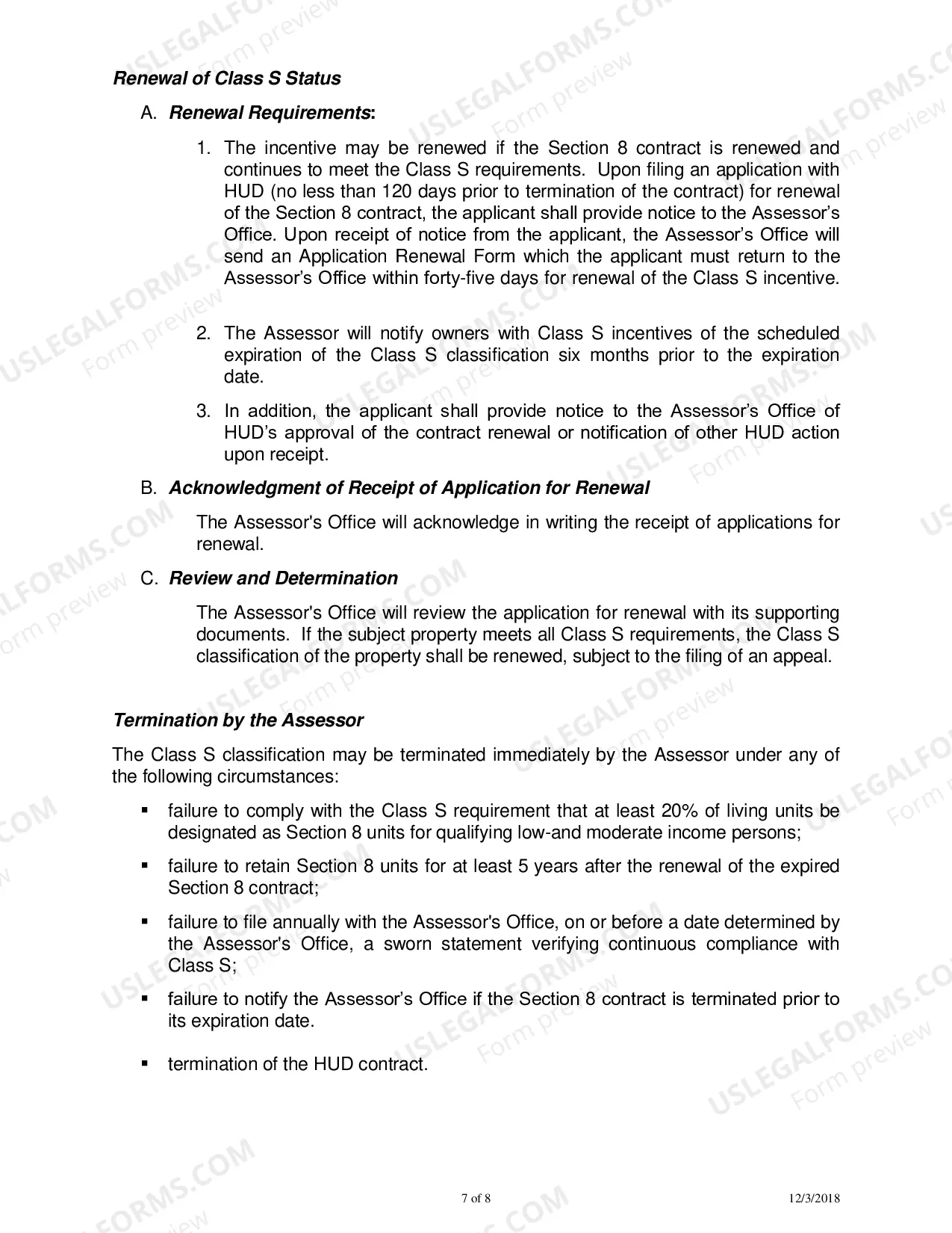 Preview Class S appliction Instructions