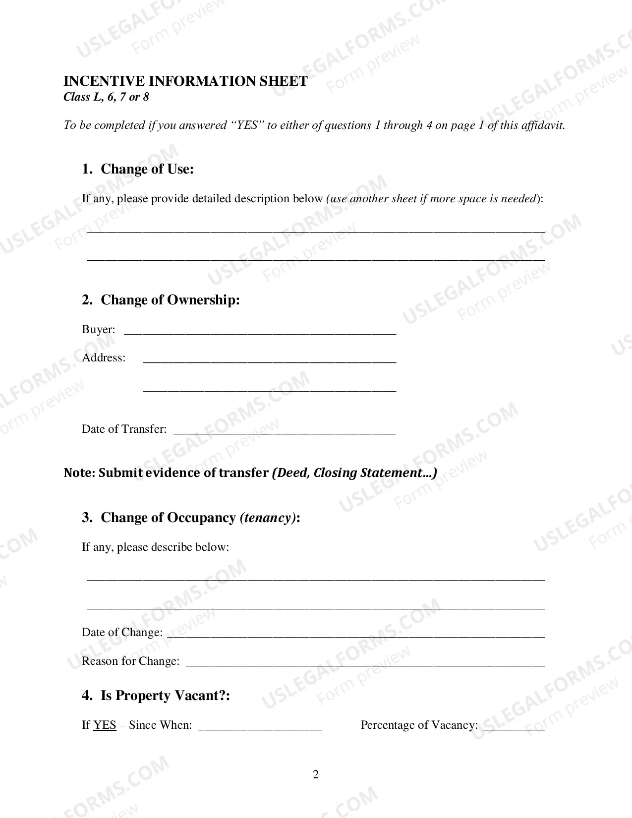Preview Triennial affidavit for Incentive Properties
