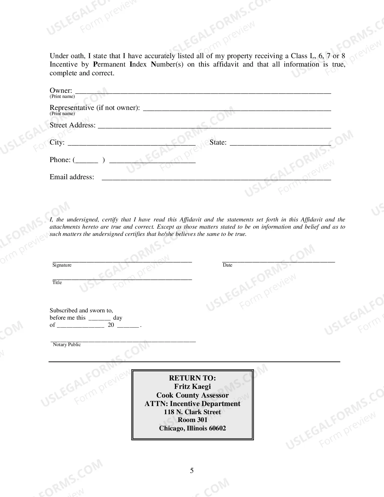 Preview Triennial affidavit for Incentive Properties