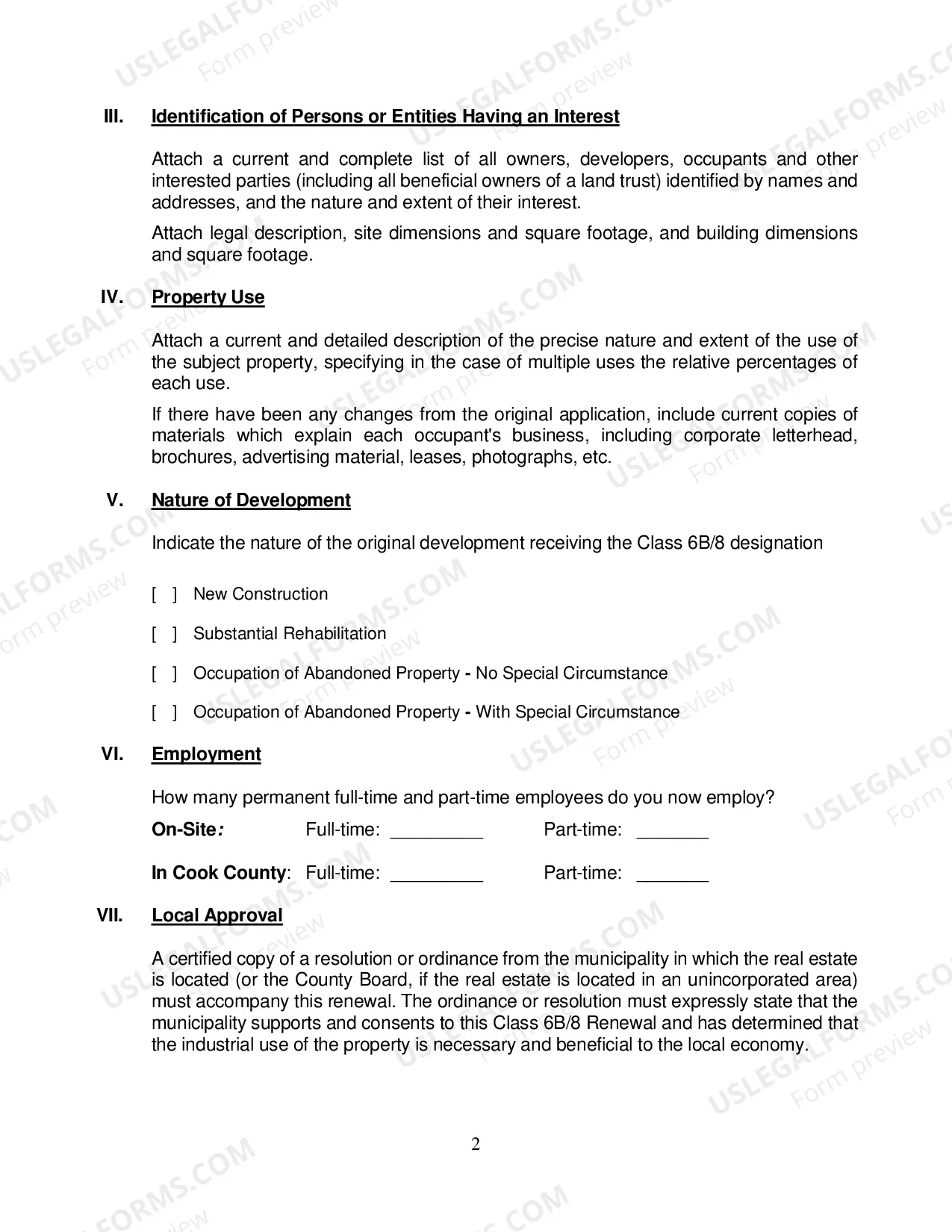 Preview Class 6b Renewal application