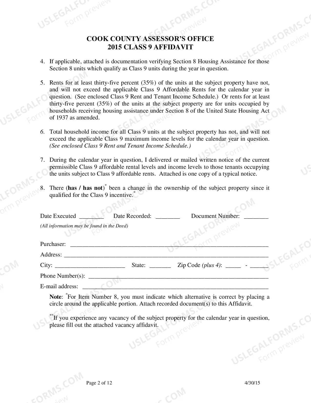 Preview Class 9 affidavit (2015)