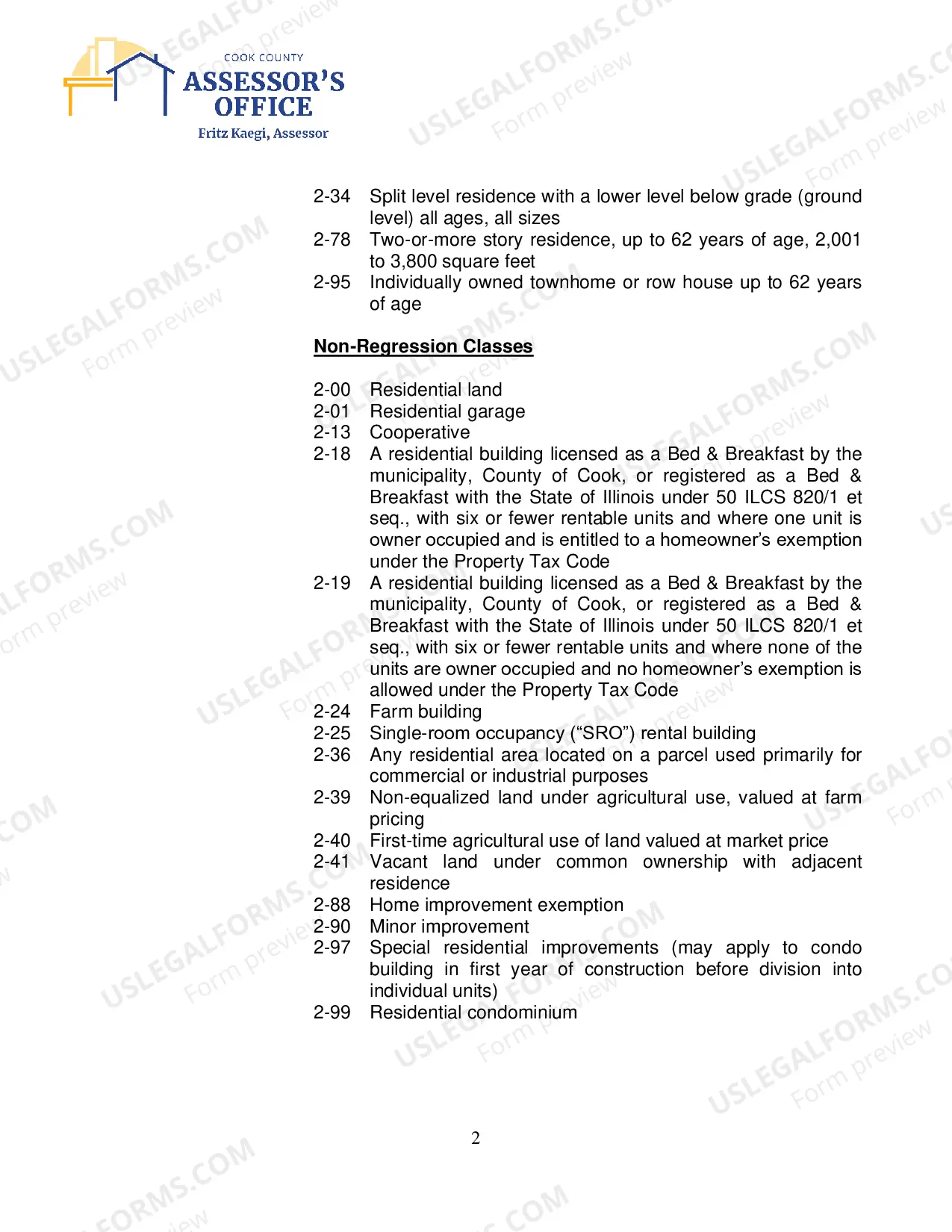 Preview Codes for Classification of Property