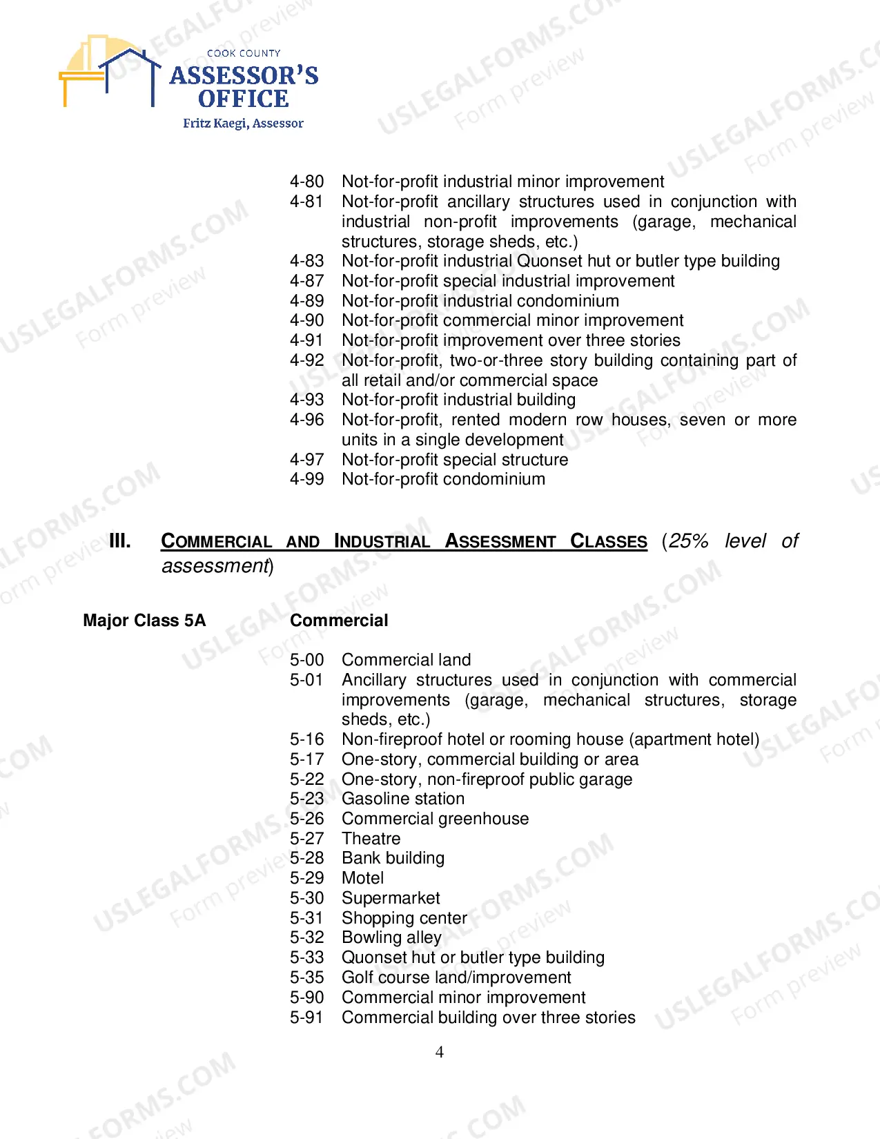 Preview Codes for Classification of Property