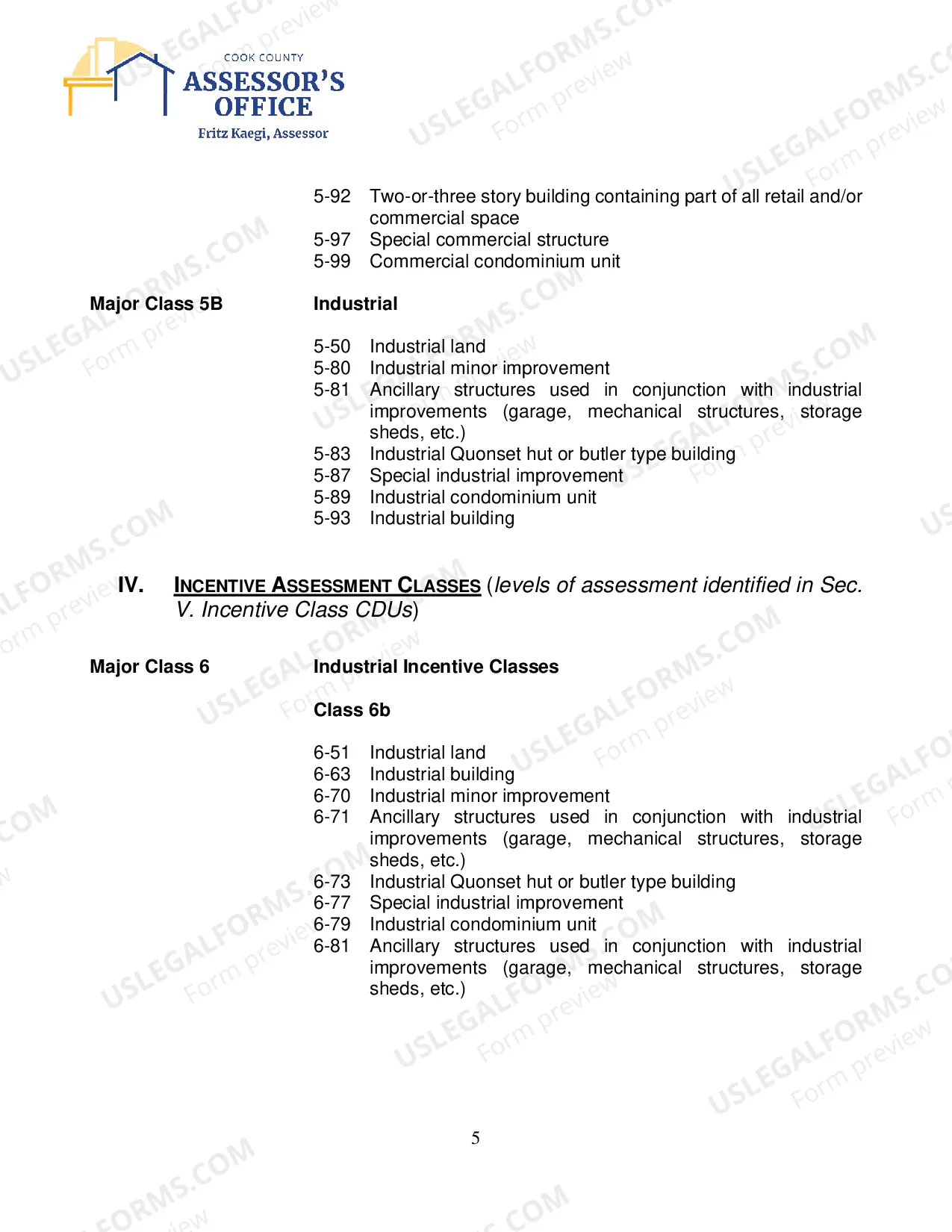 Preview Codes for Classification of Property