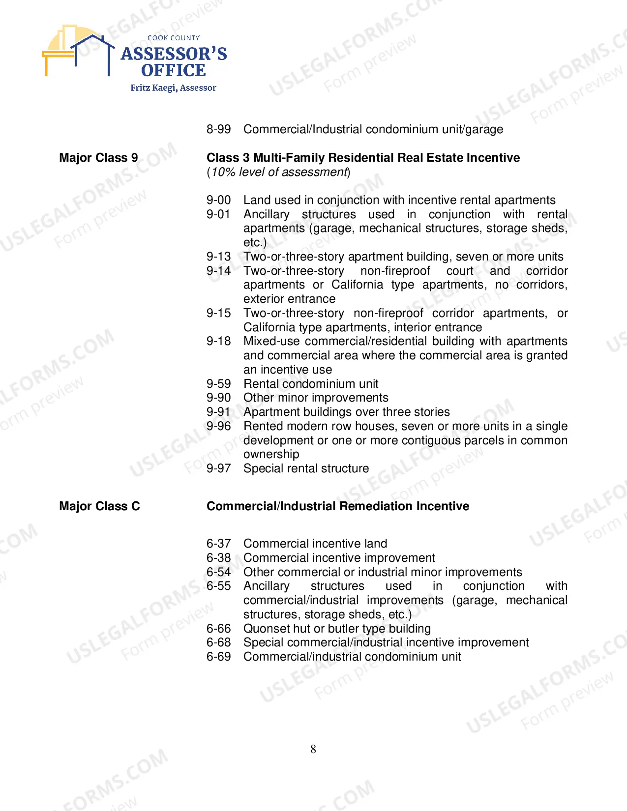 Preview Codes for Classification of Property