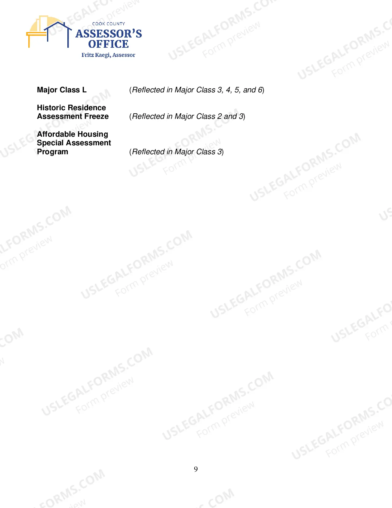 Preview Codes for Classification of Property
