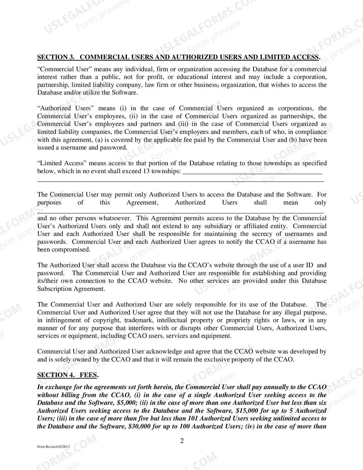 Preview Database Subscription agreement