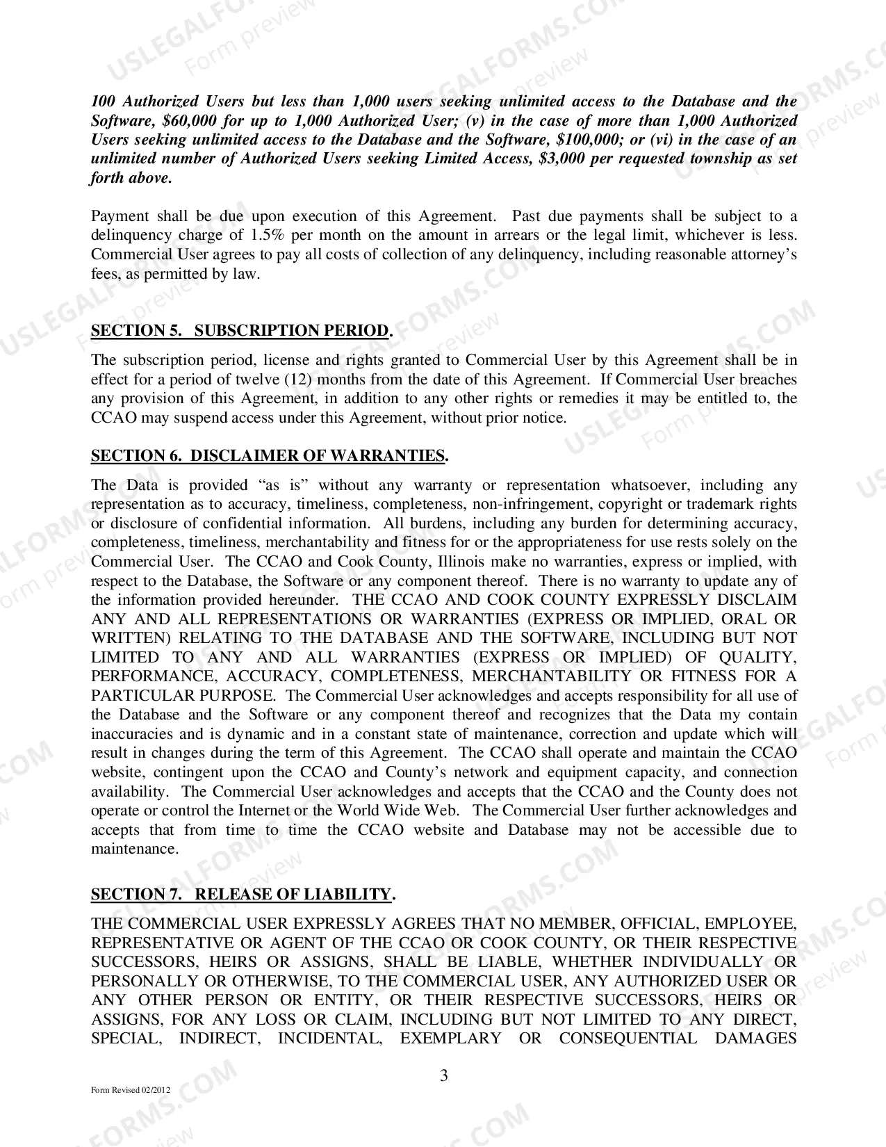 Preview Database Subscription agreement