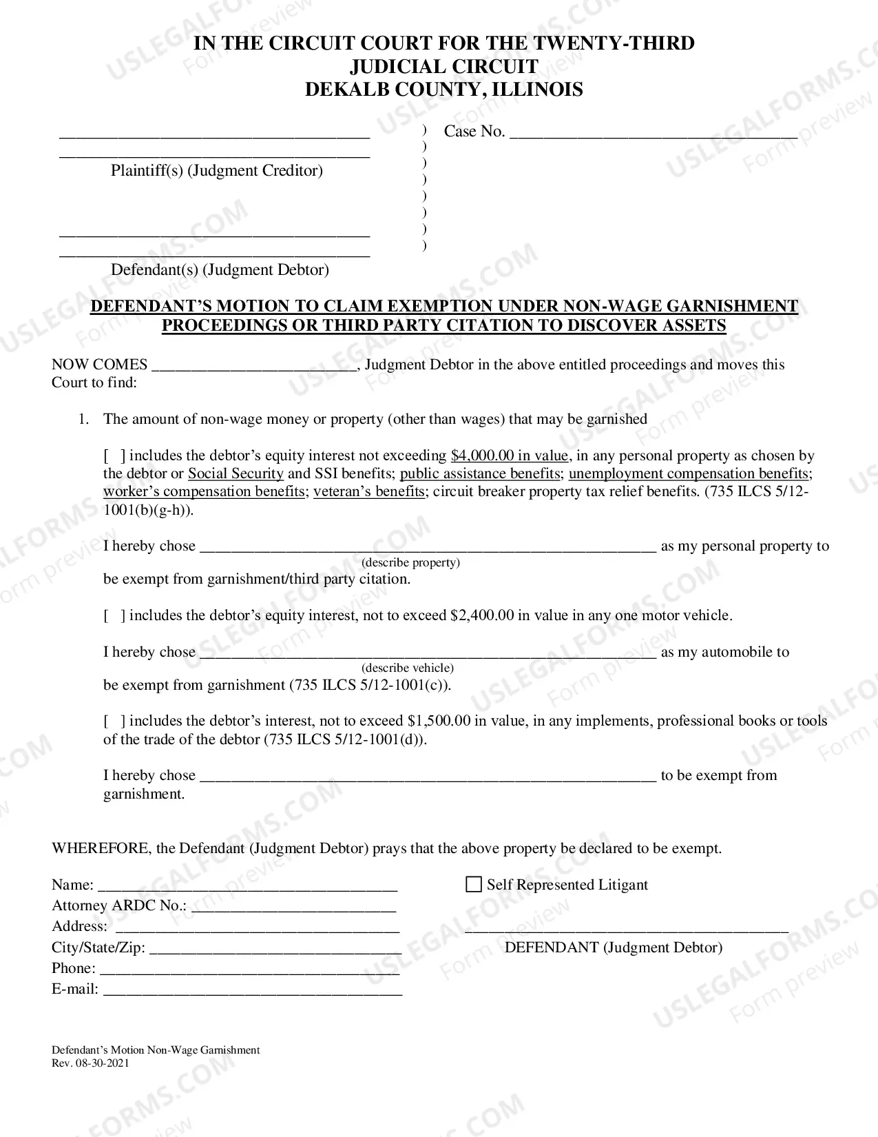 Preview Garnishment Summons-Non-Wage