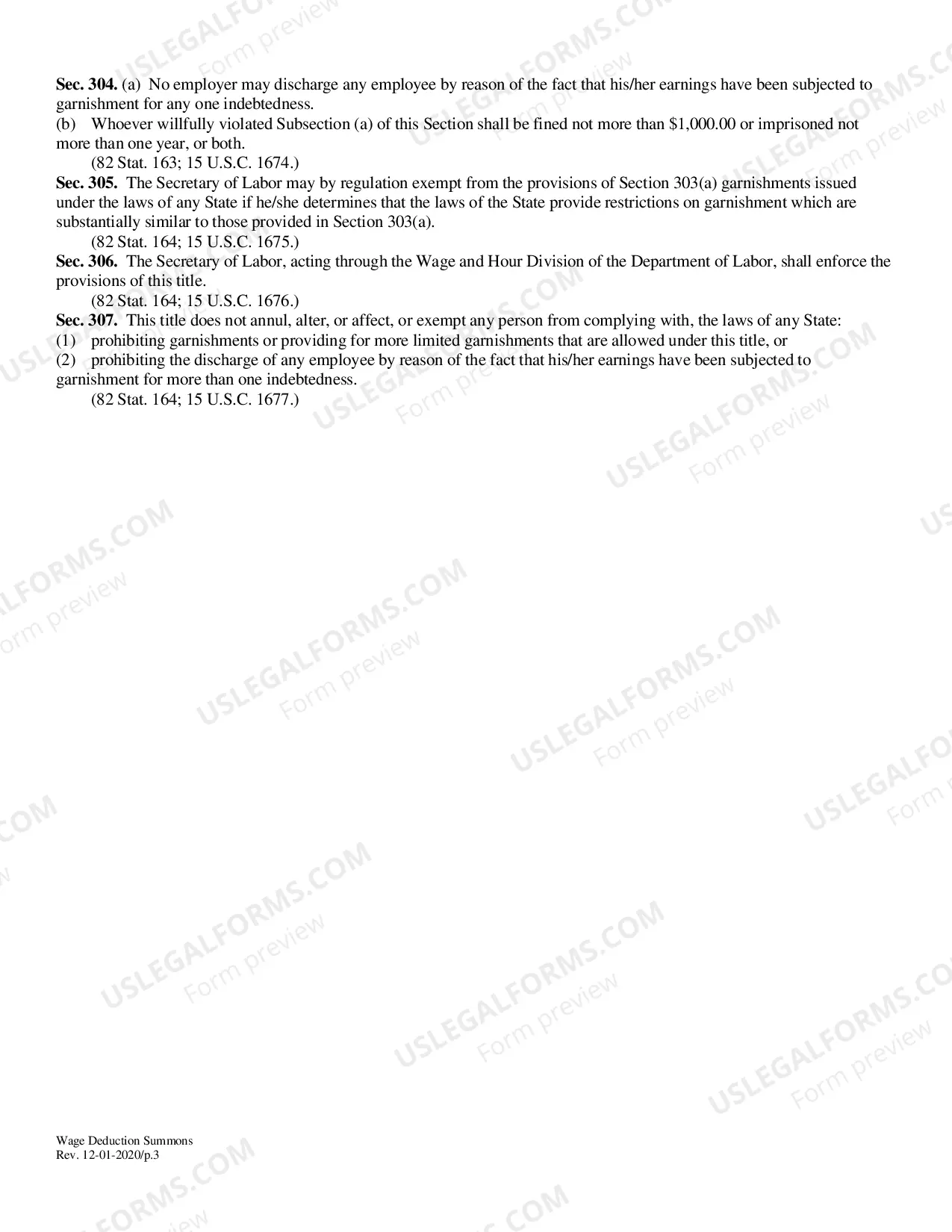 Preview Wage Deduction Summons