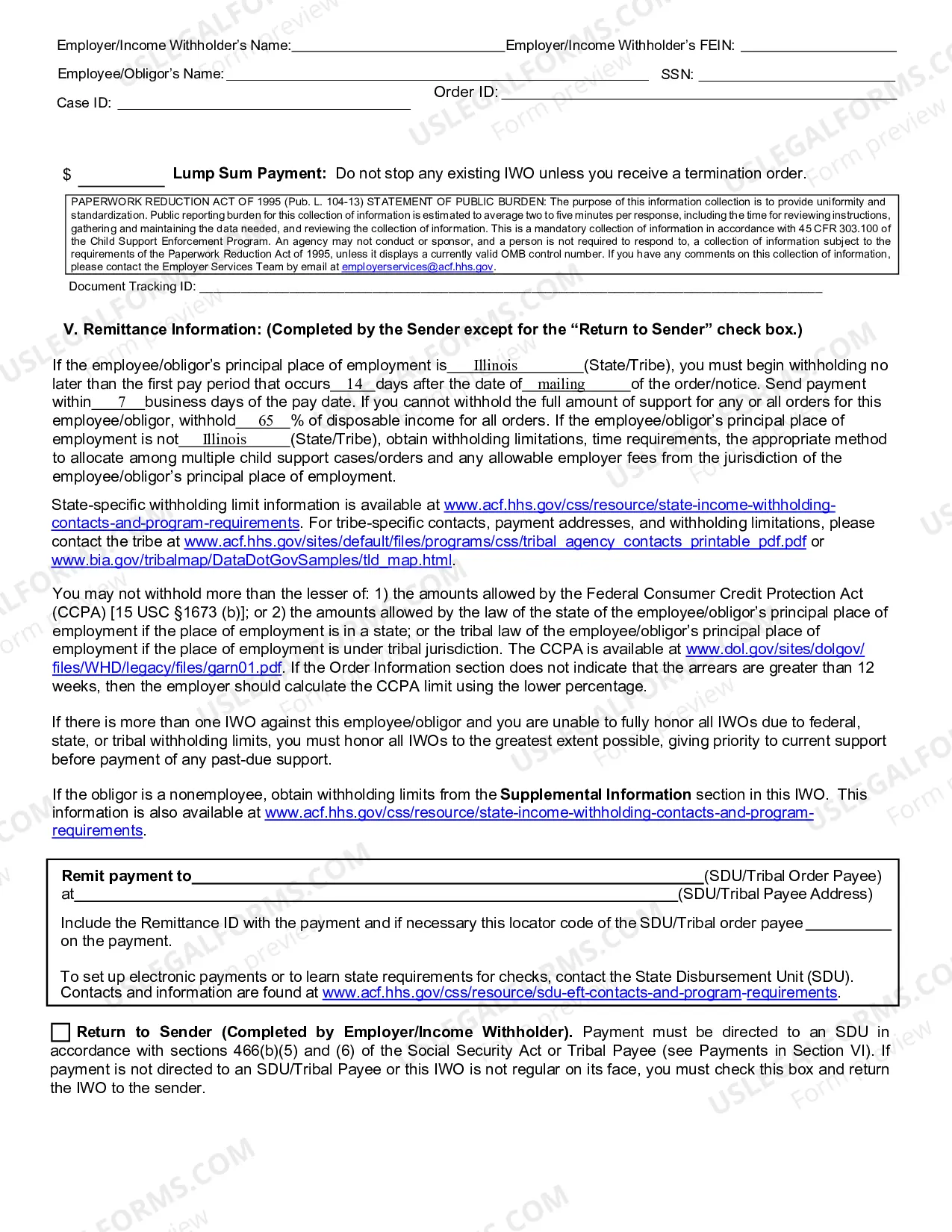 Preview Income Withholding for Support and Requirements