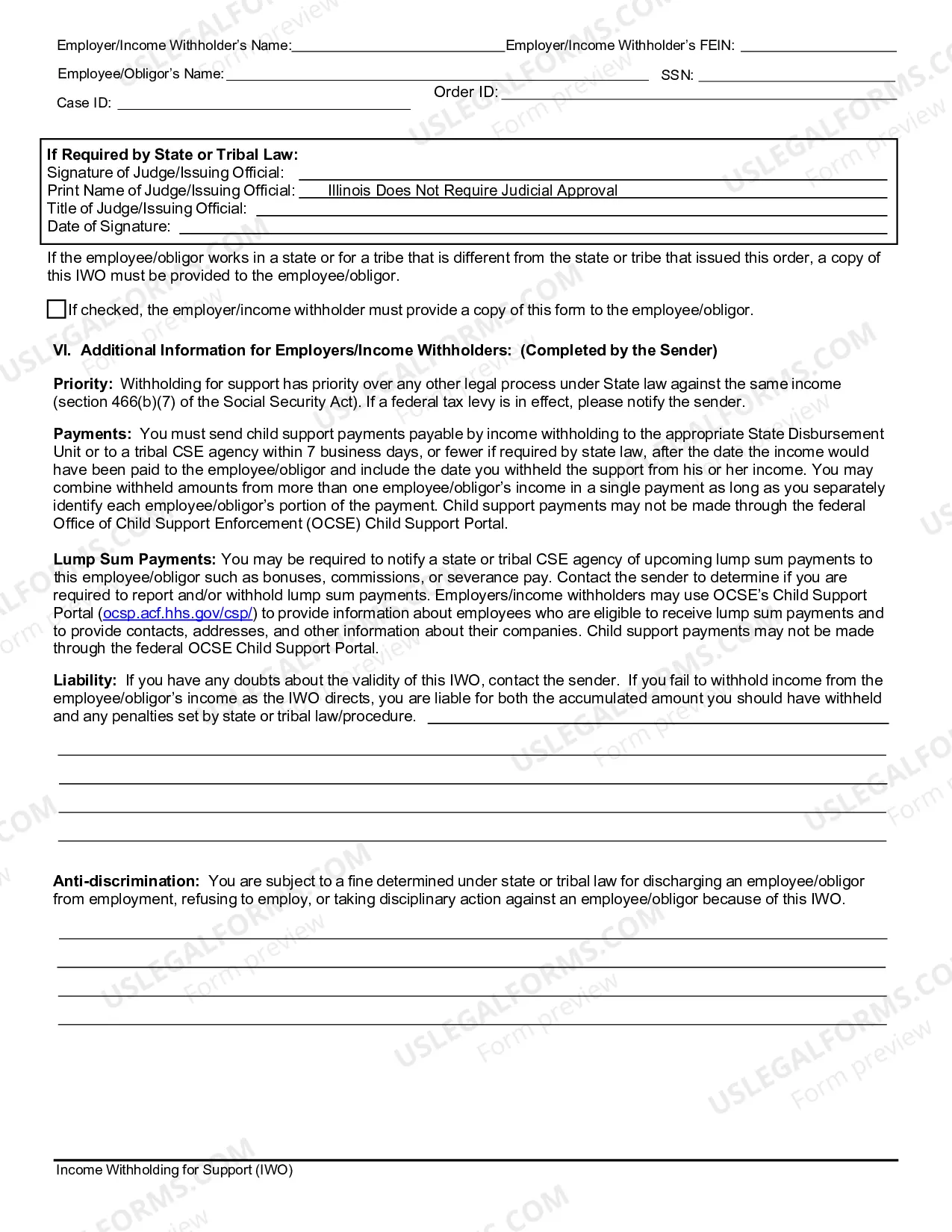 Preview Income Withholding for Support and Requirements
