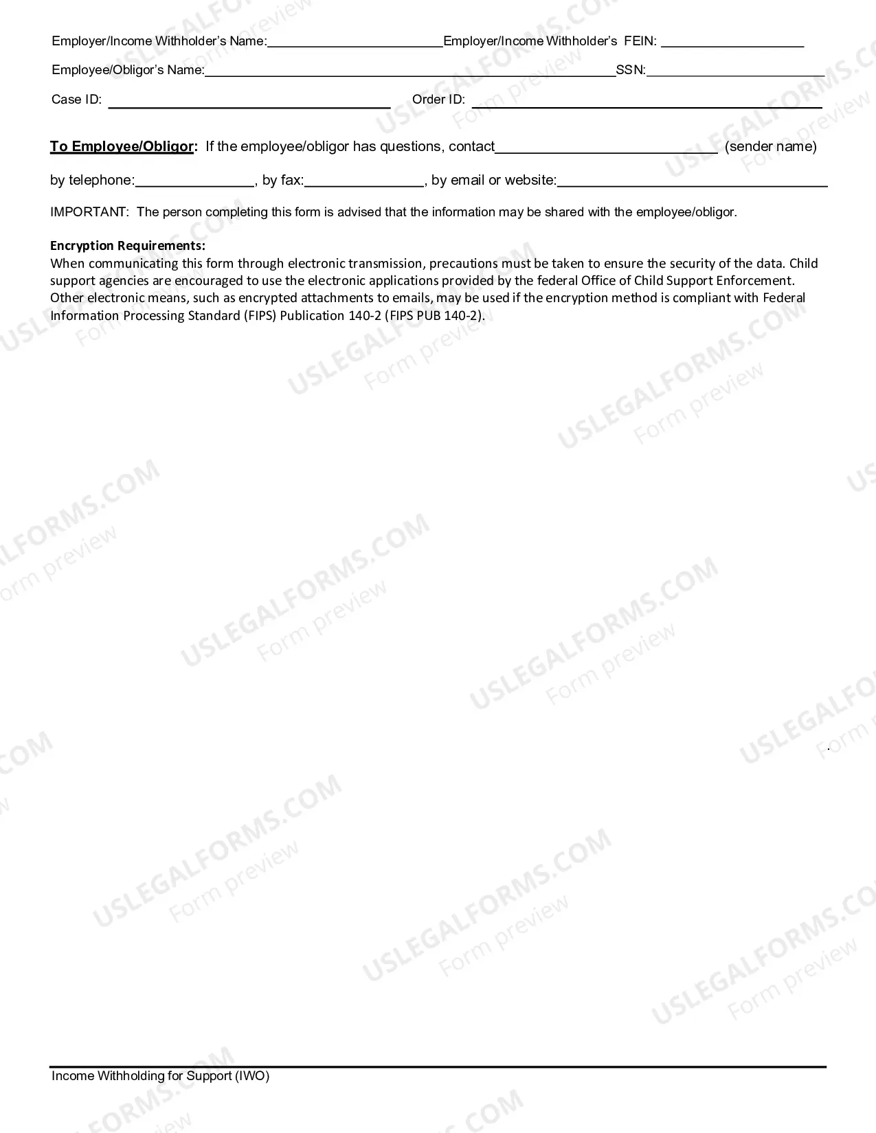 Preview Income Withholding for Support and Requirements