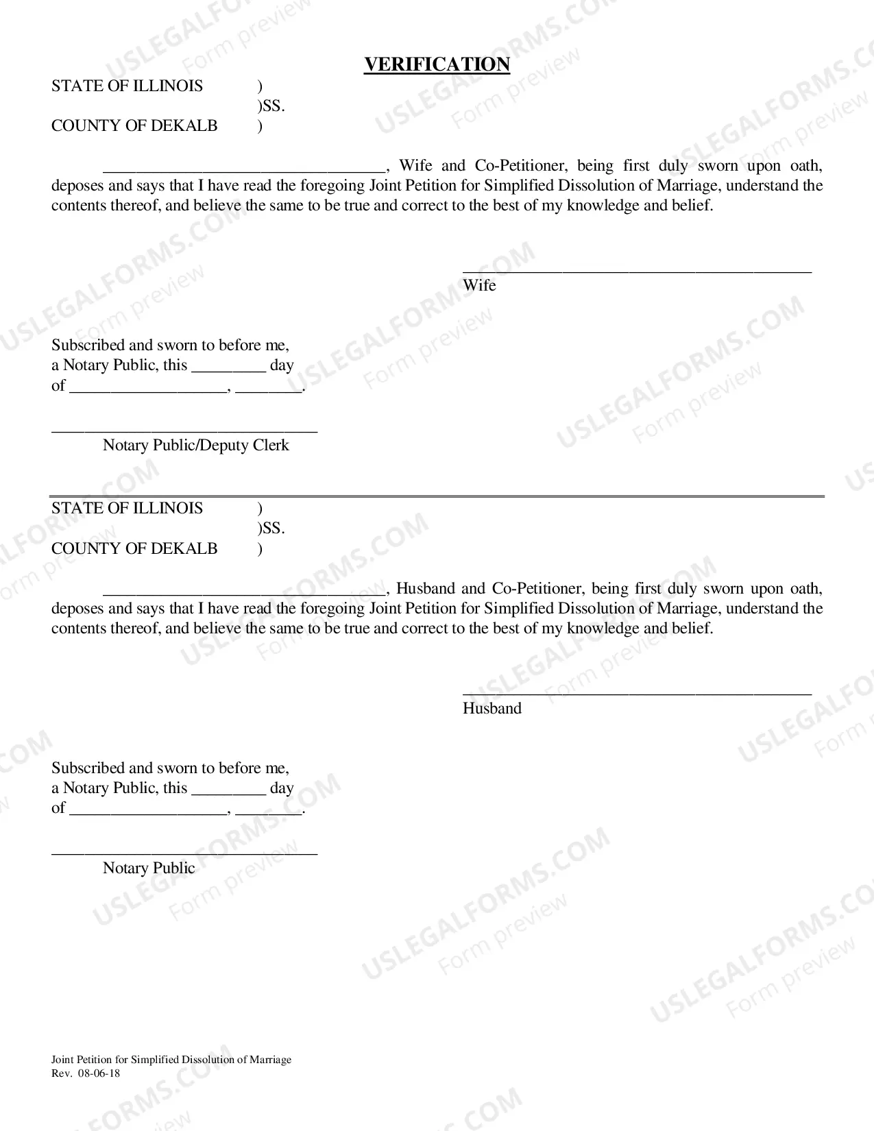 Preview Joint Petition for Simplified Dissolution of Marriage