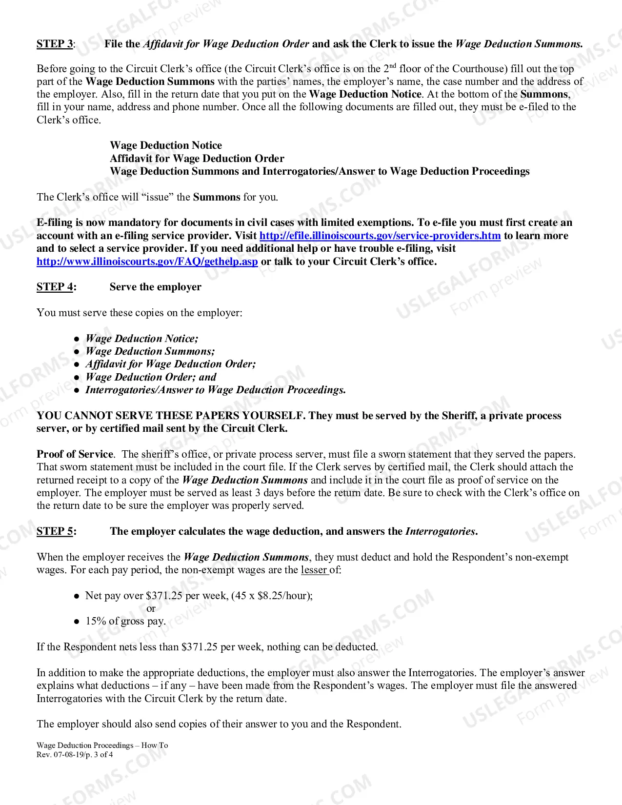 Preview Wage Deduction Proceedings-how to